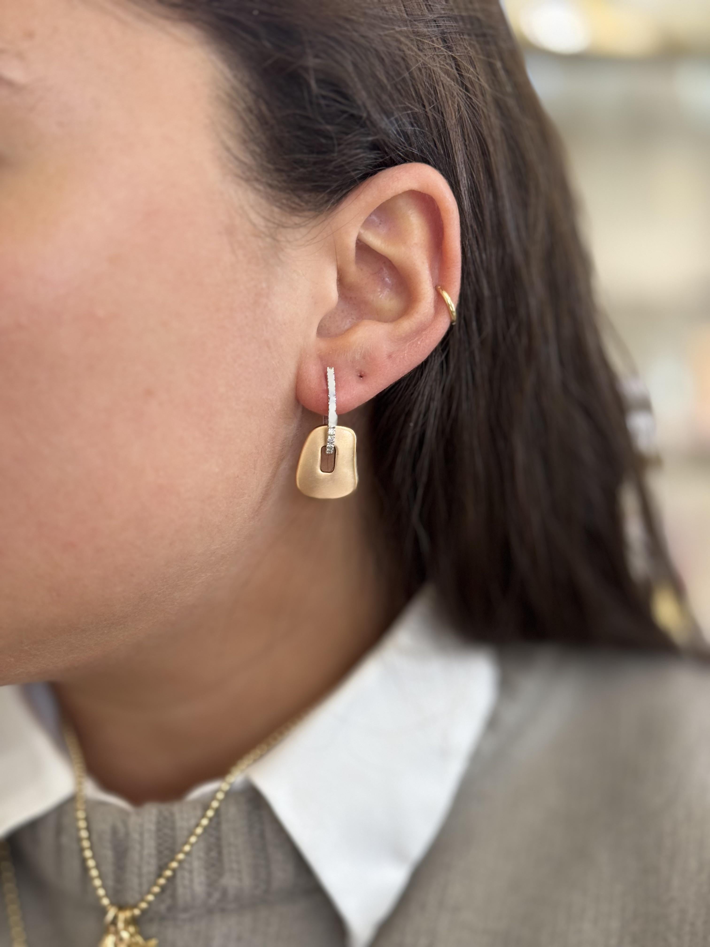 Mattioli Puzzle Satin Gold Quartz Diamond MOP Small Earrings