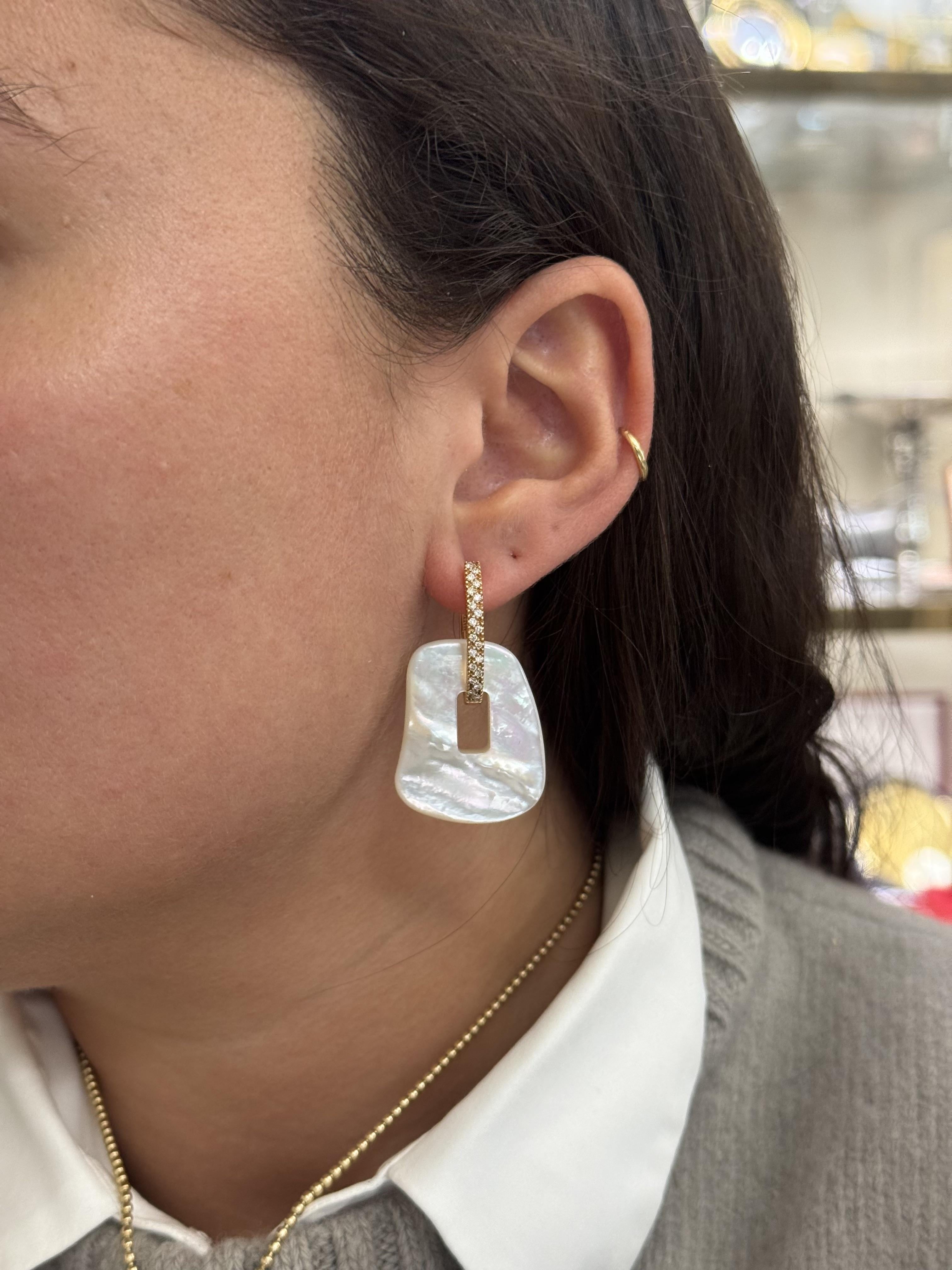 Mattioli Puzzle Diamond Rose Gold MOP Chalcedony Large Earrings