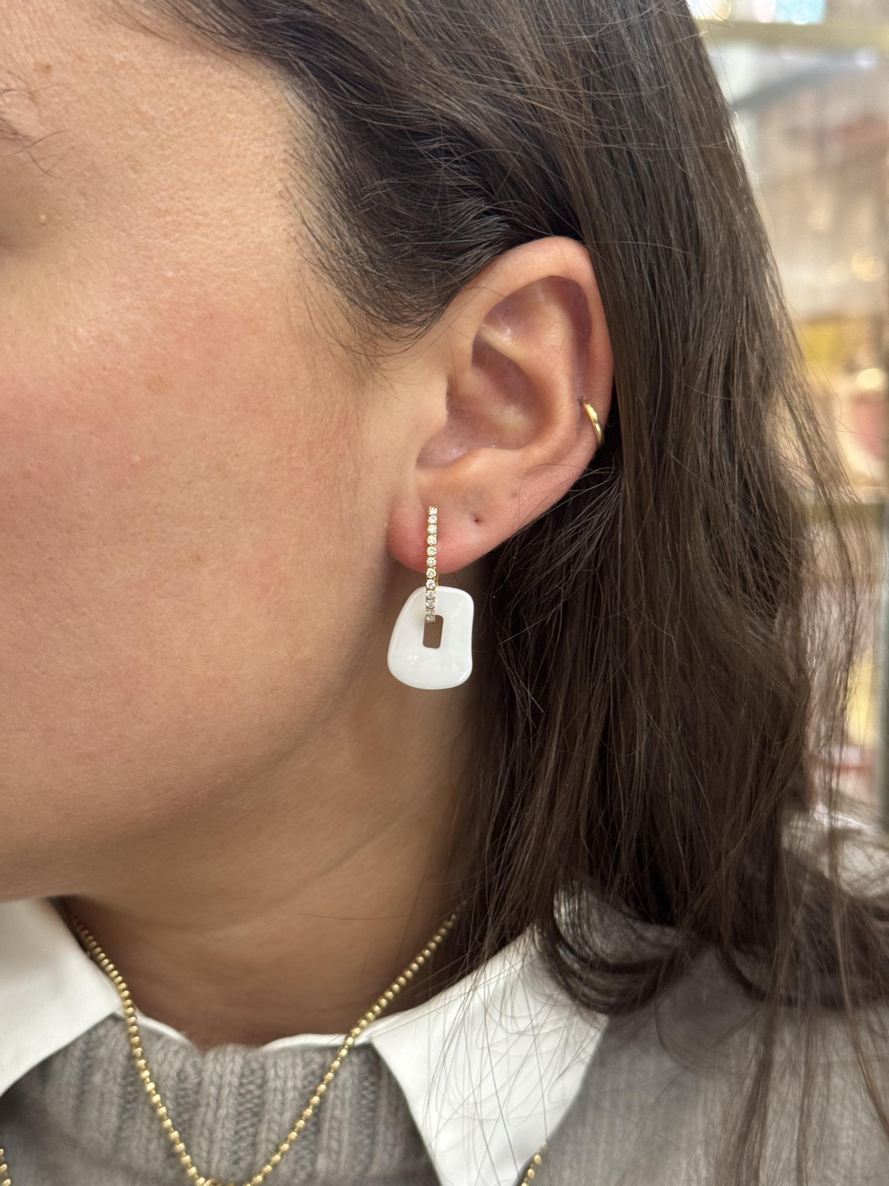 Mattioli Puzzle Diamond White Black Ceramic Interchangeable Small Earrings