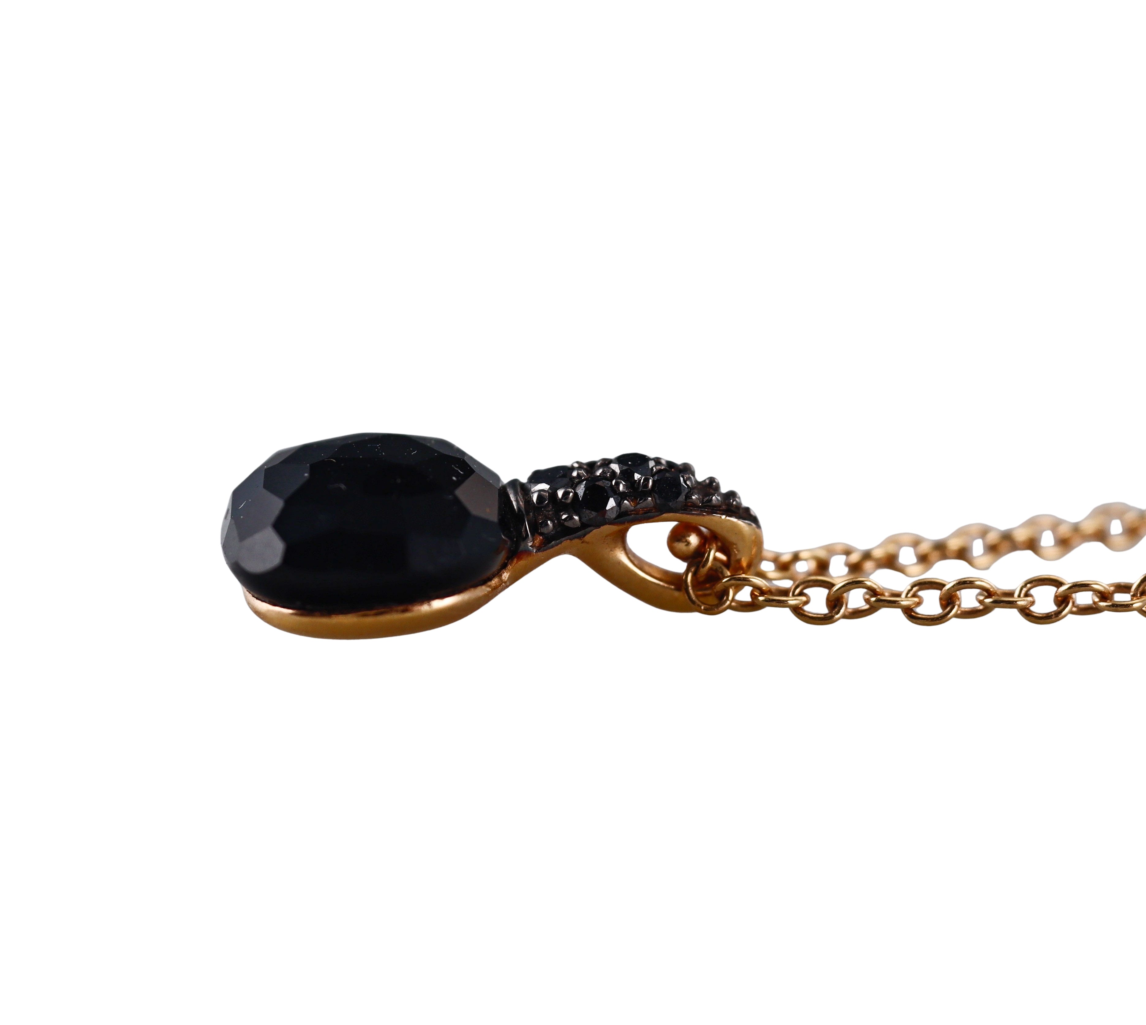 Pomellato Capri Rose Gold Onyx Black Diamond Pendant Necklace