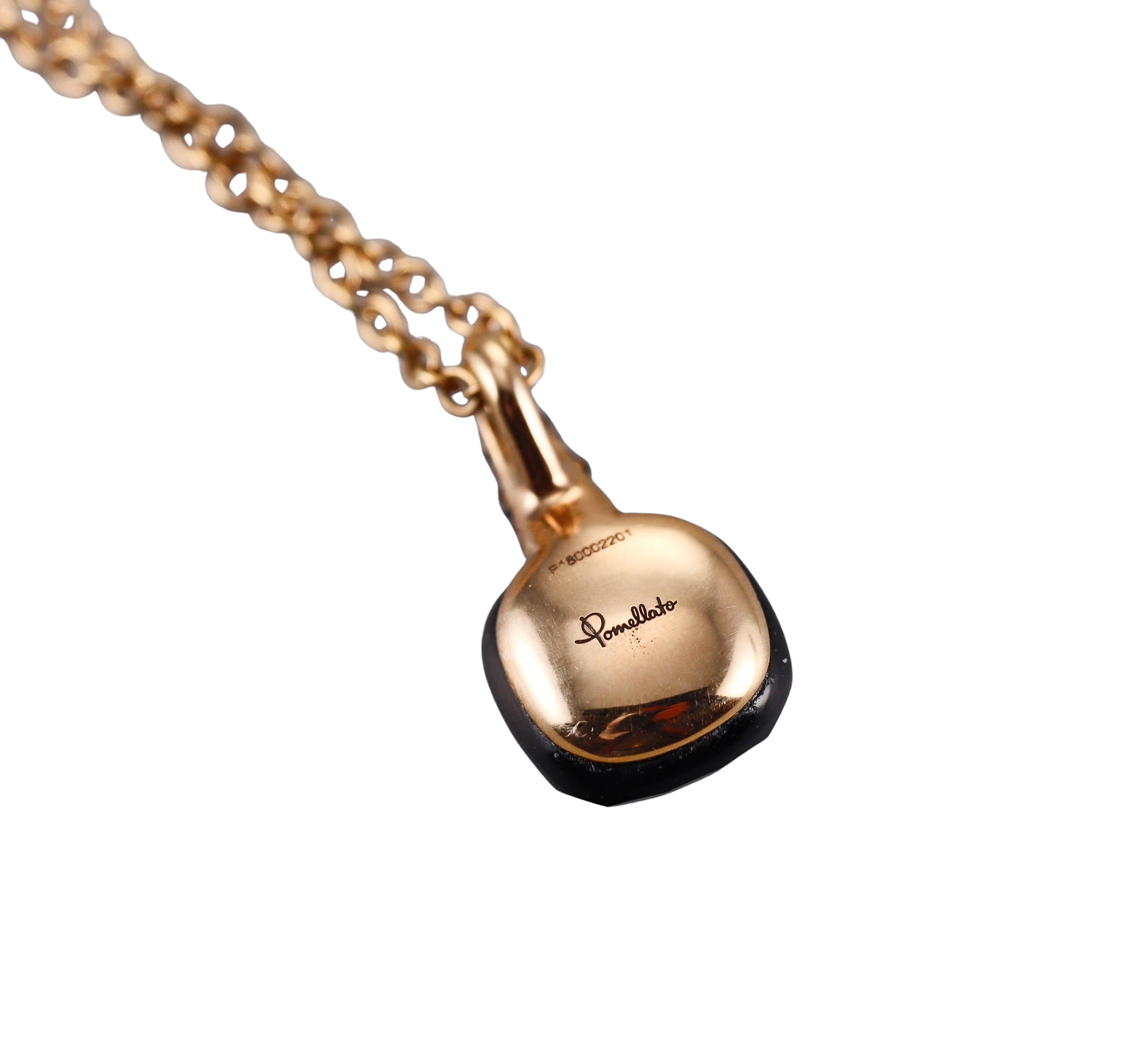 Pomellato Capri Rose Gold Onyx Black Diamond Pendant Necklace