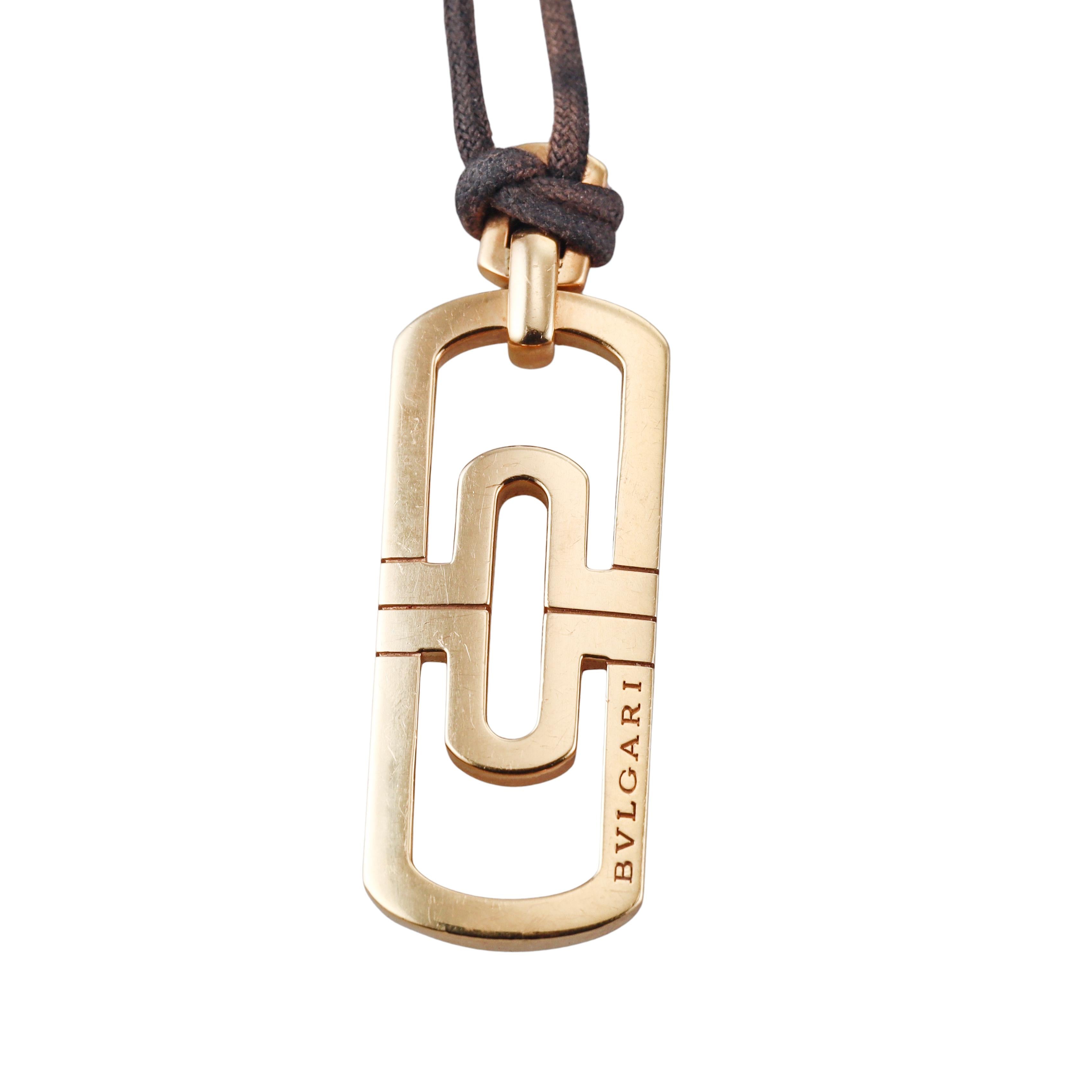 Bulgari Parentesi Gold Pendant Cord Necklace