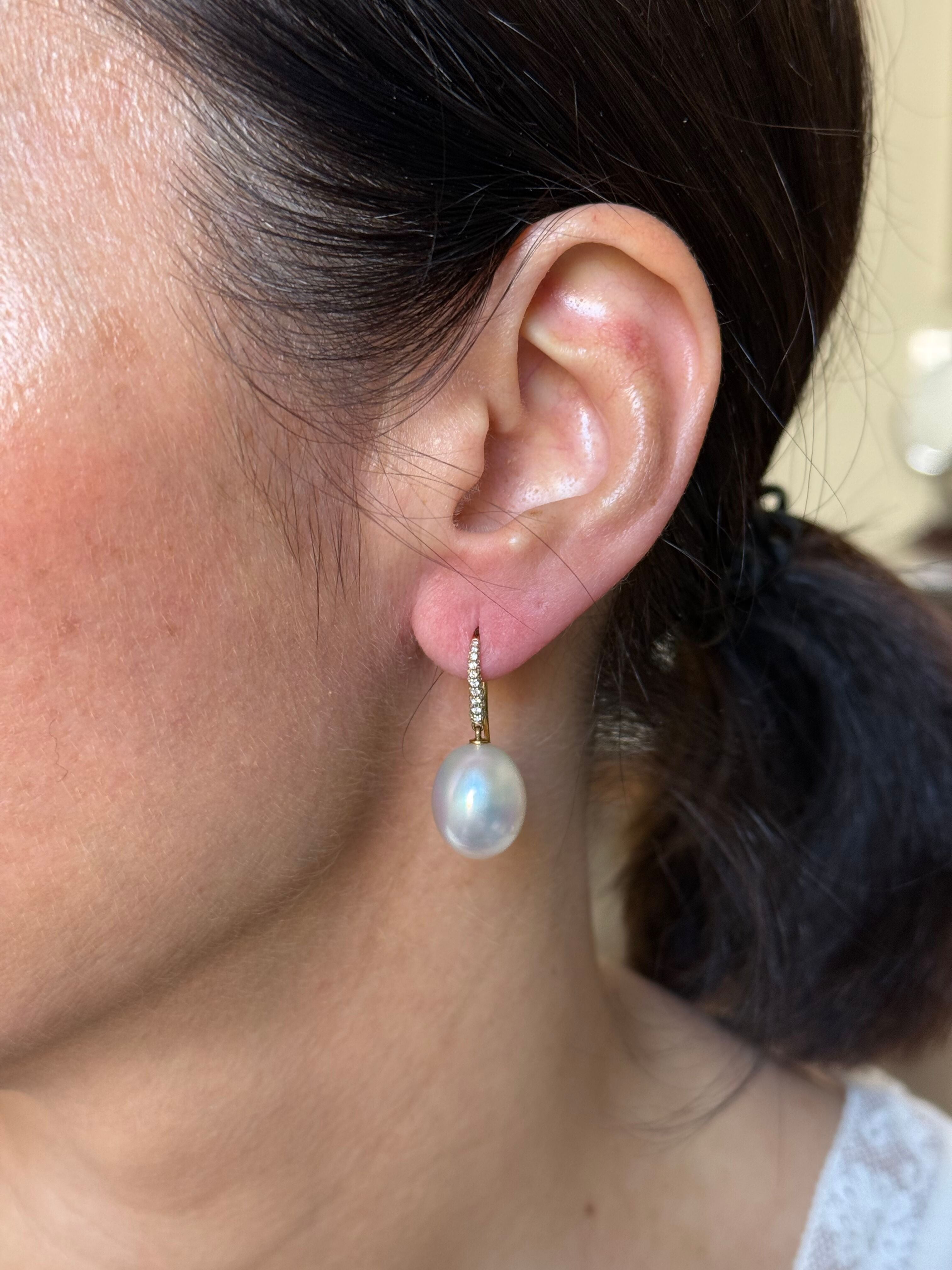 Assael South Sea Pearl Diamond Yellow Gold Drop Earrings