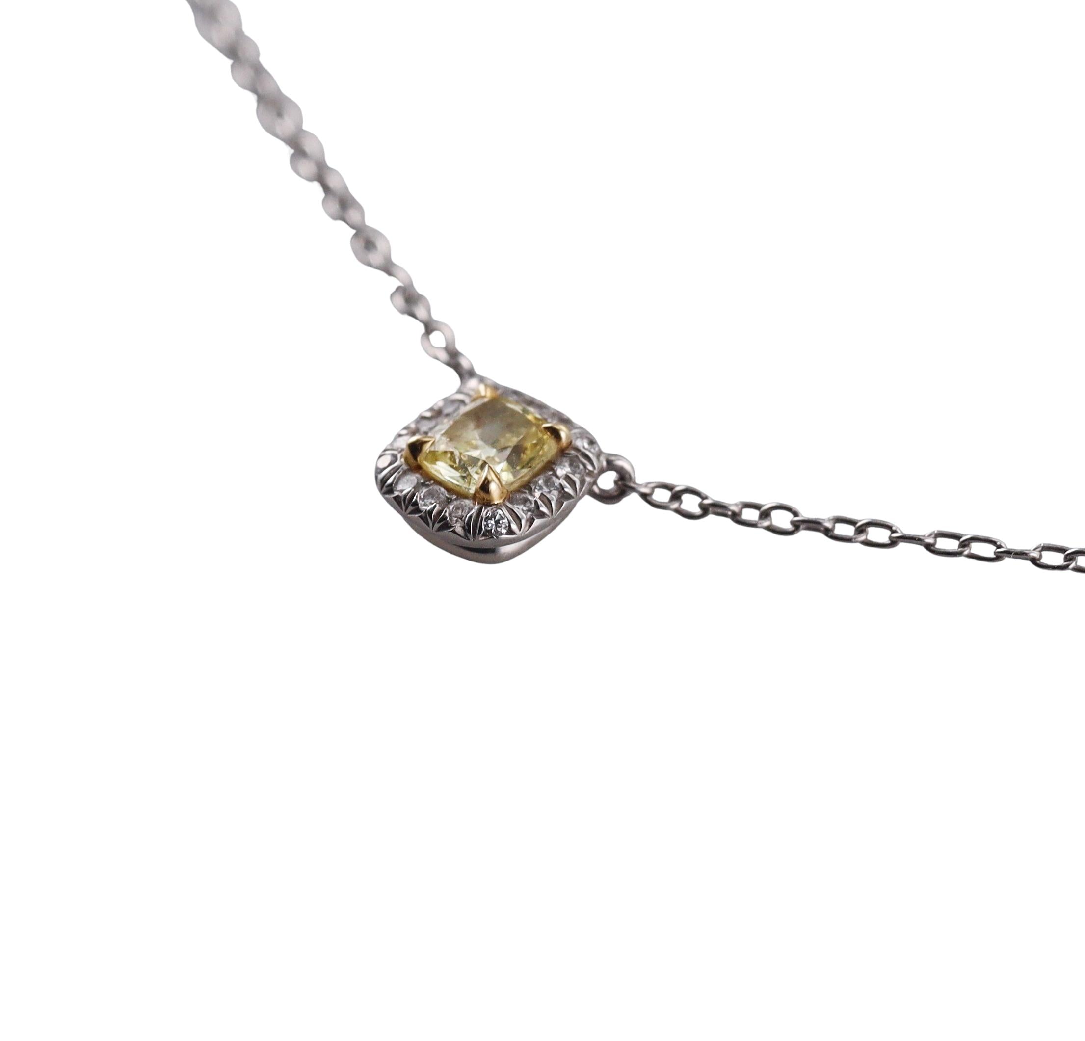 Tiffany & Co 0.25ct Fancy Intense Yellow Diamond Platinum Pendant