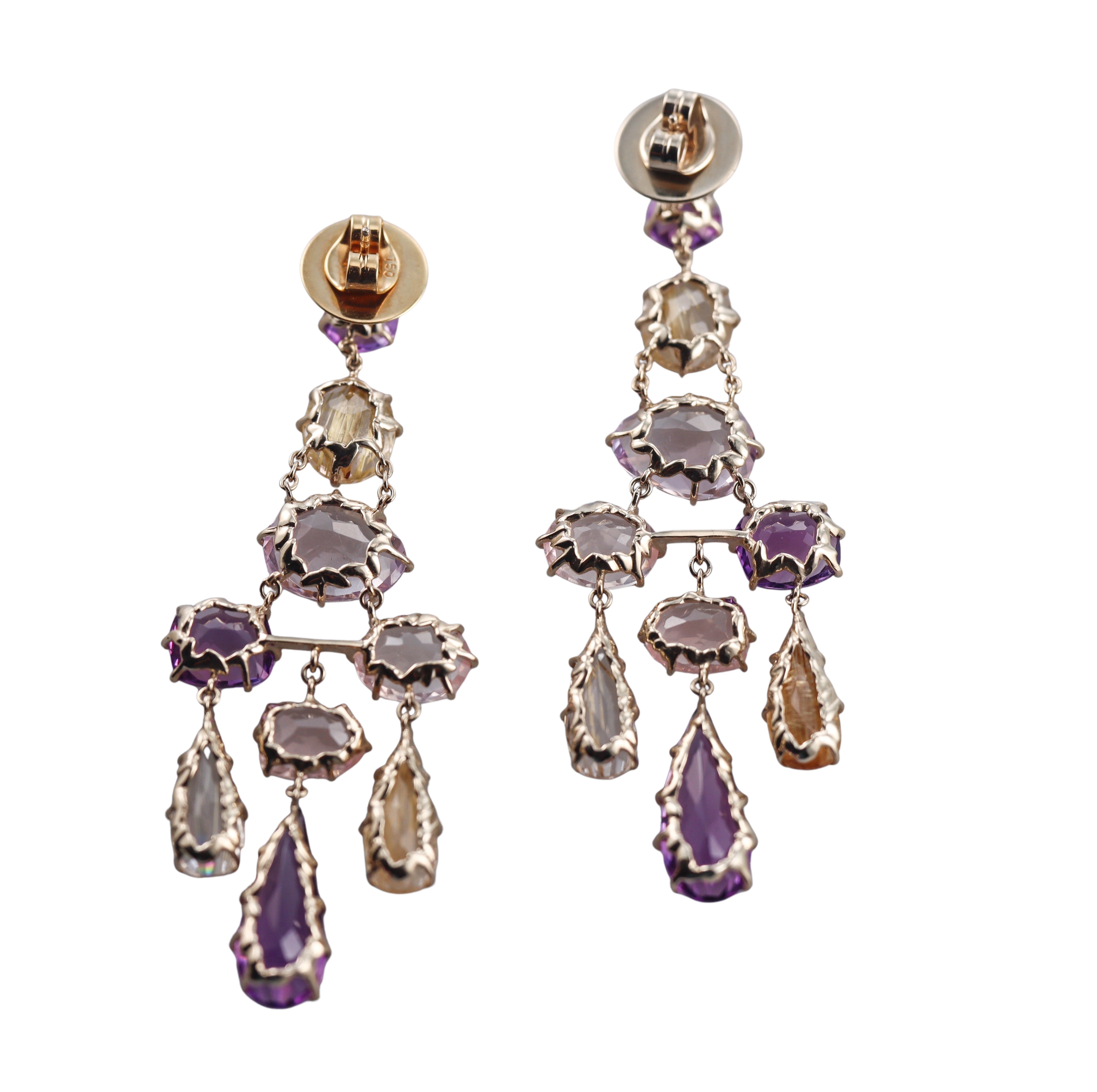 H. Stern Primavera Gold Quartz Chandelier Drop Earrings