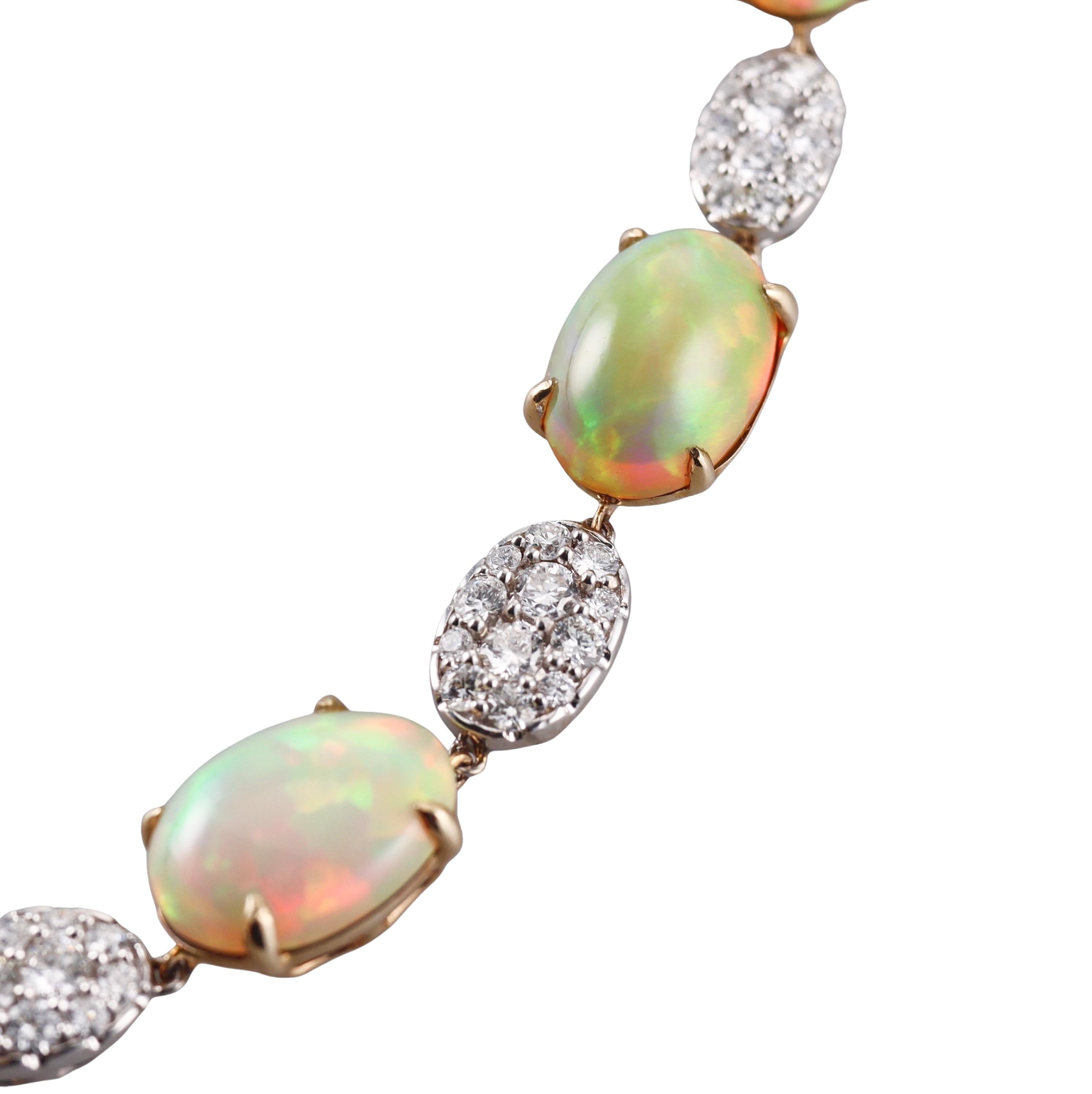 68.39ctw Opal 10.21ctw Diamond Gold Necklace