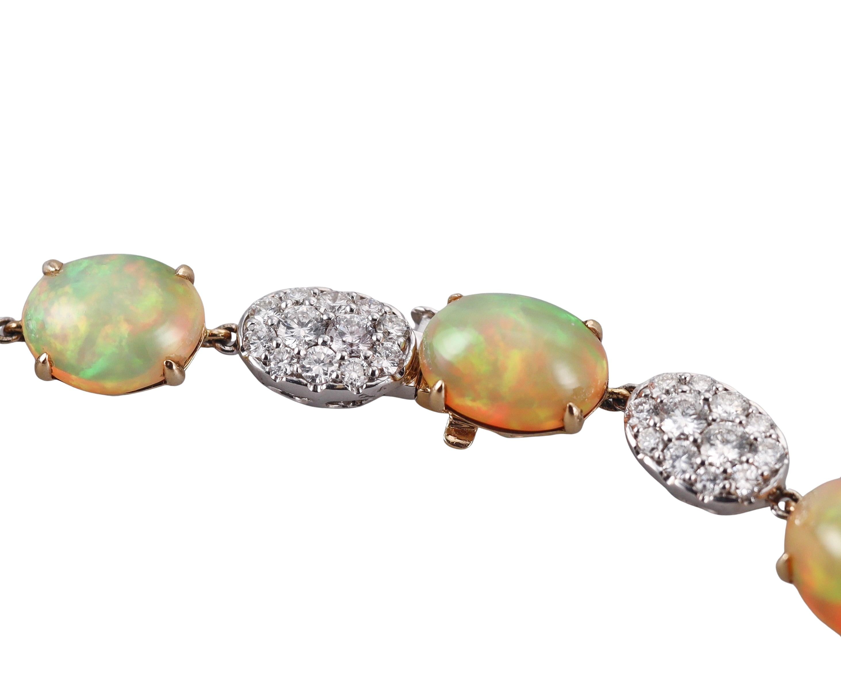 68.39ctw Opal 10.21ctw Diamond Gold Necklace