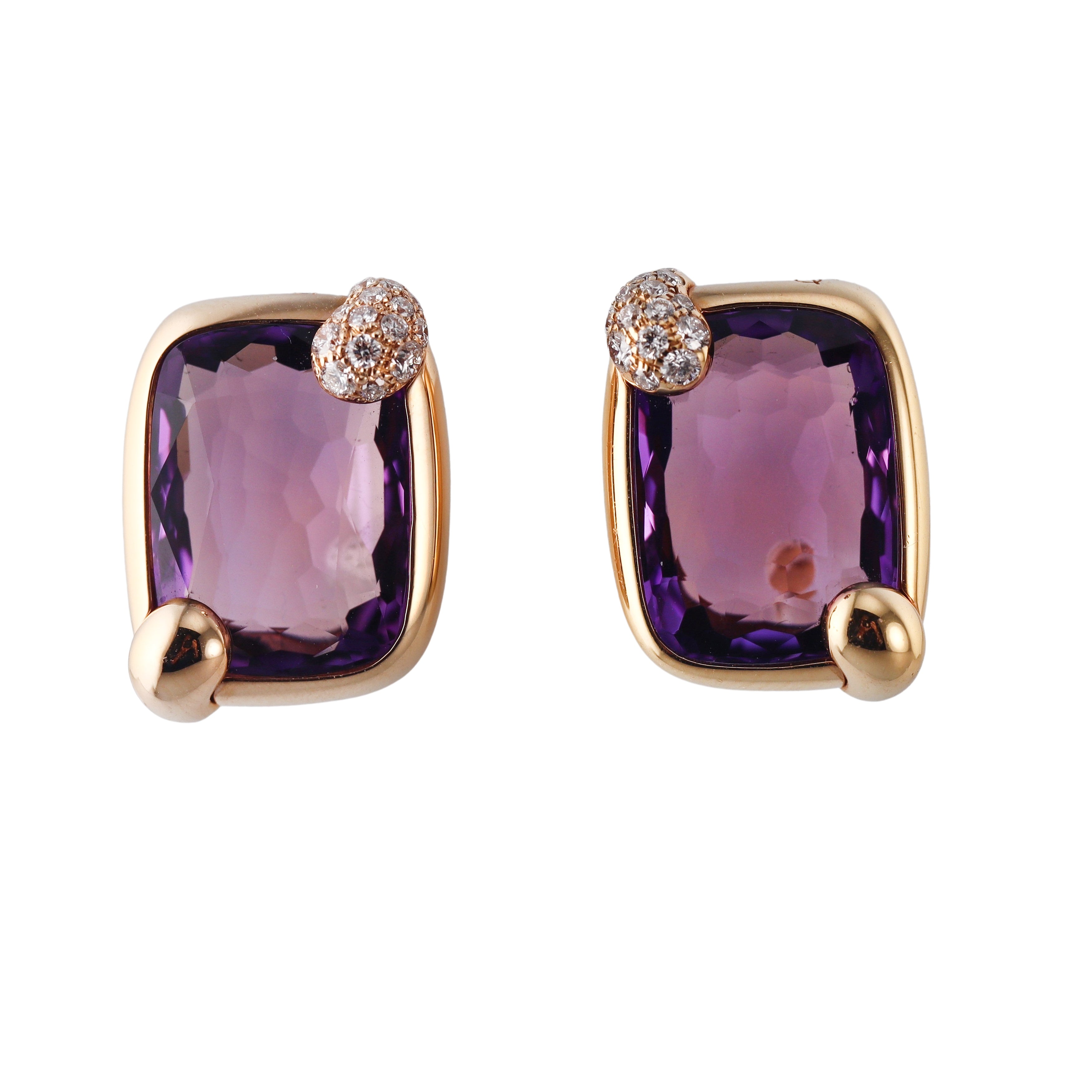Pomellato Ritratto Gold Amethyst Diamond Earrings
