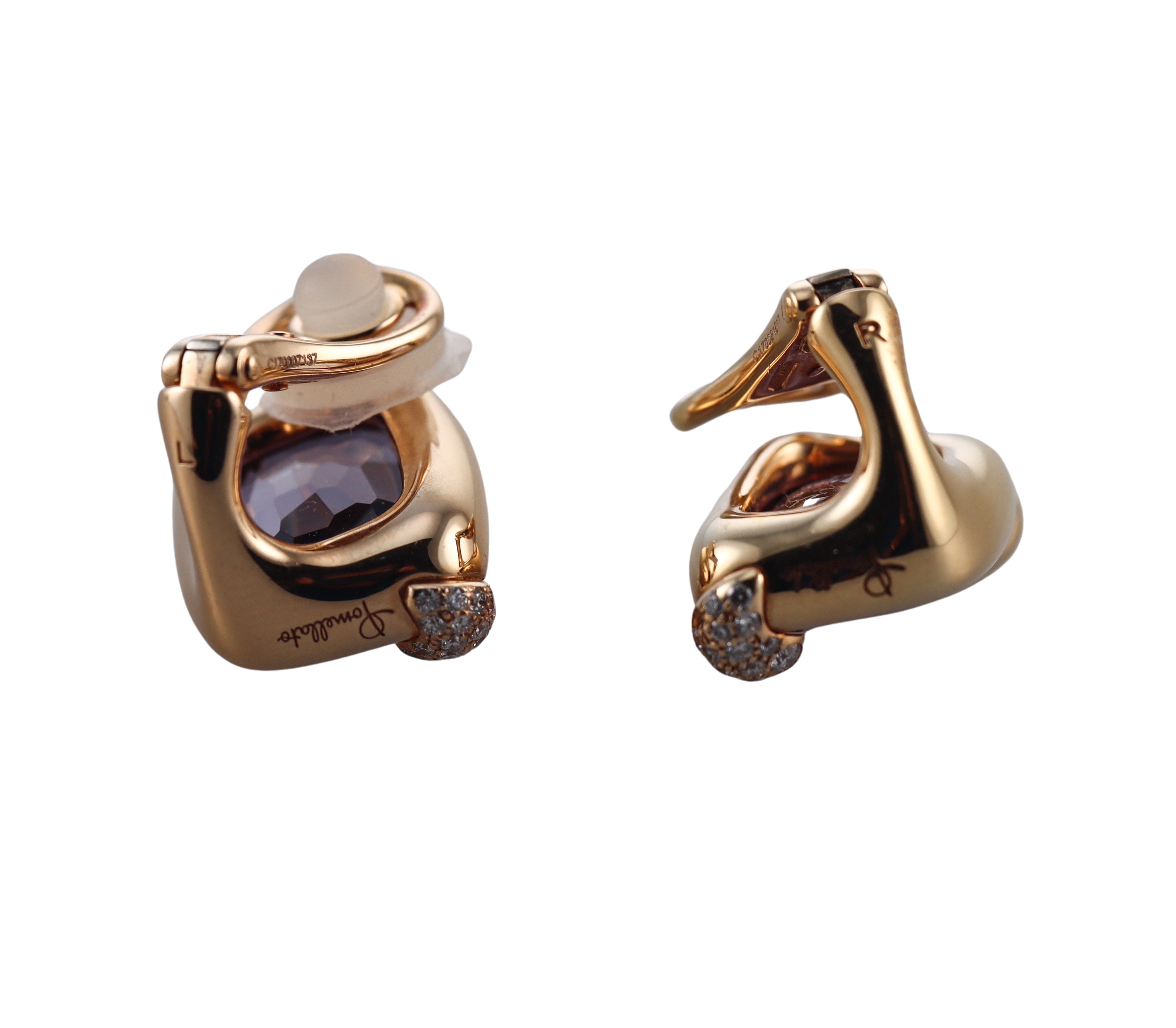 Pomellato Ritratto Gold Amethyst Diamond Earrings
