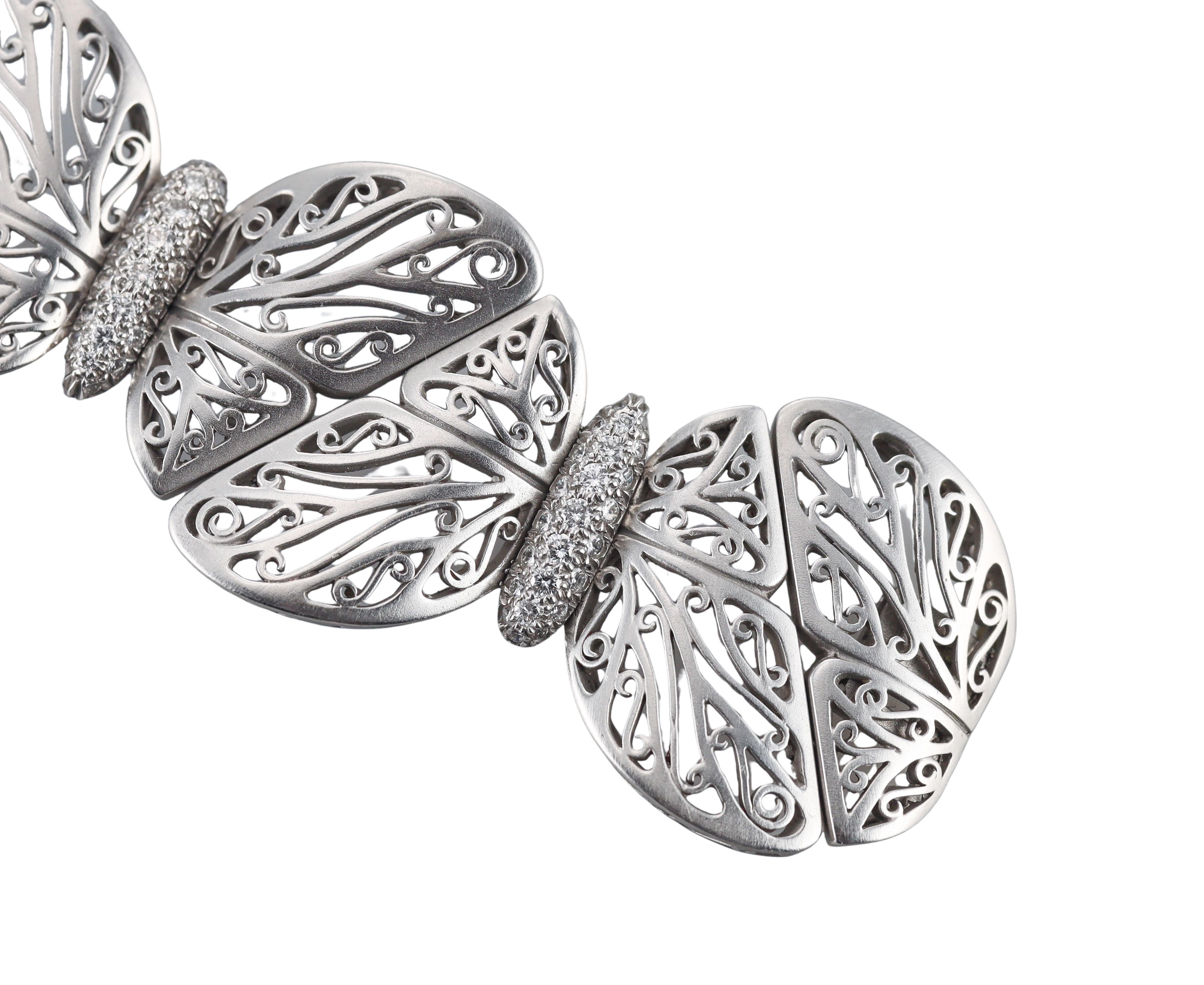 Kieselstein Cord Diamond Platinum Butterfly Bracelet