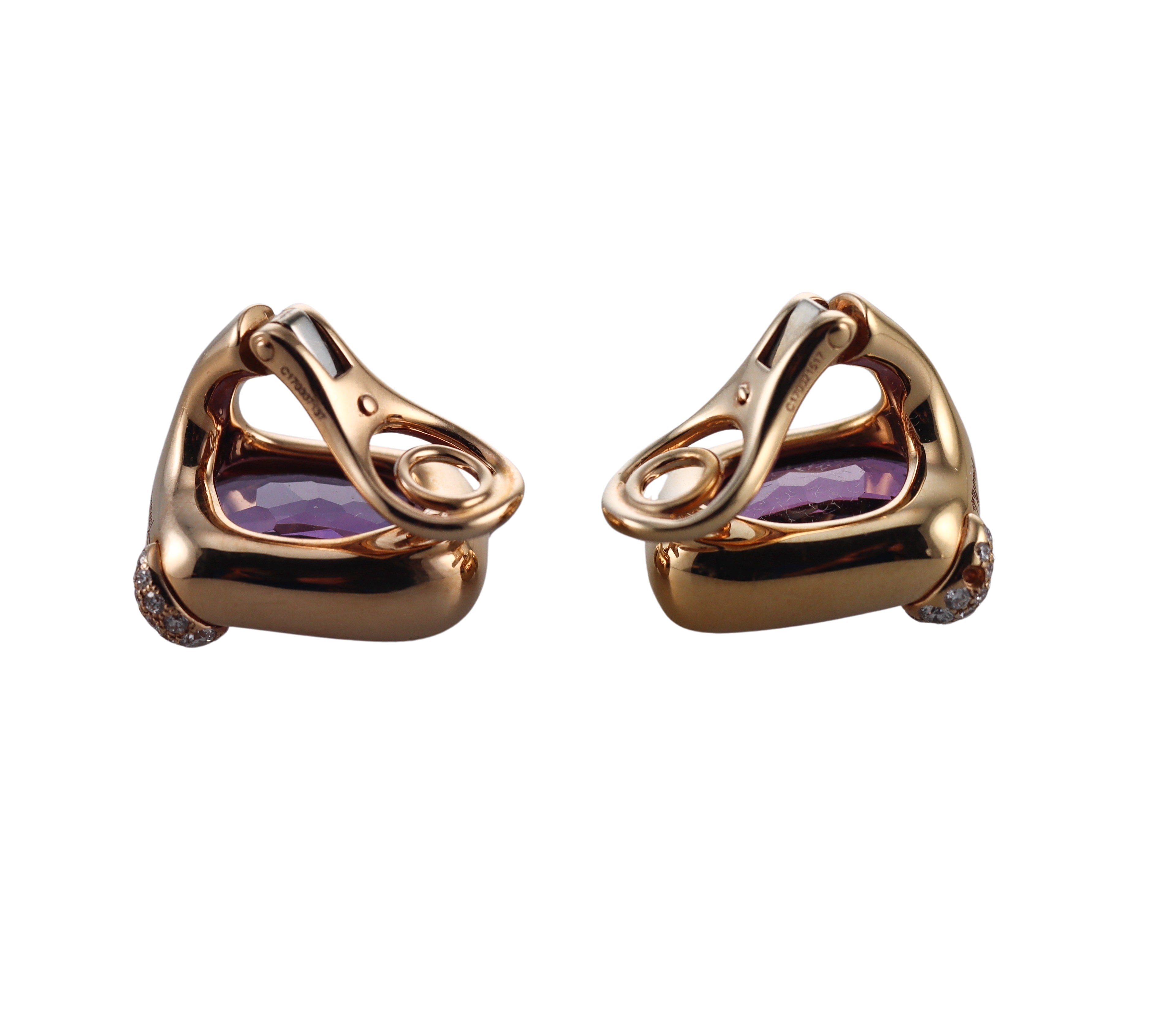 Pomellato Ritratto Gold Amethyst Diamond Earrings