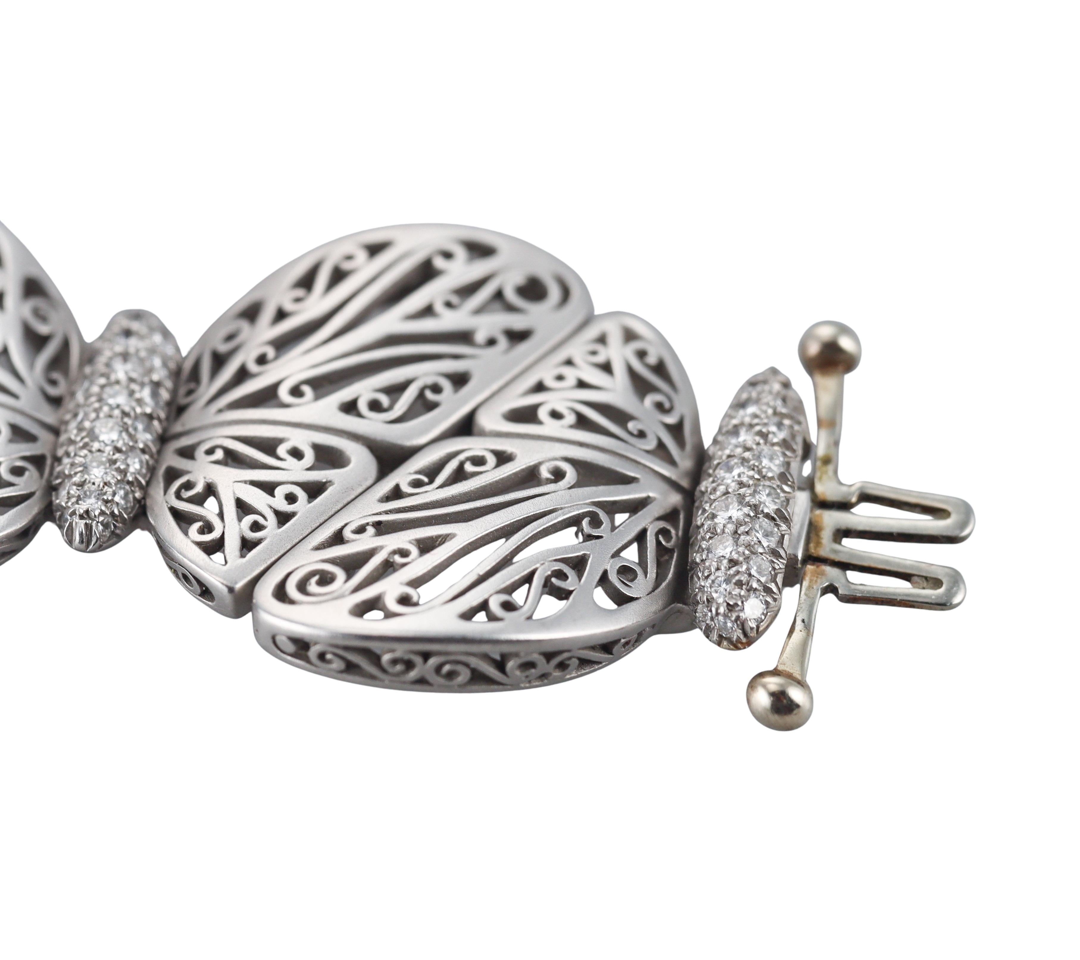 Kieselstein Cord Diamond Platinum Butterfly Bracelet