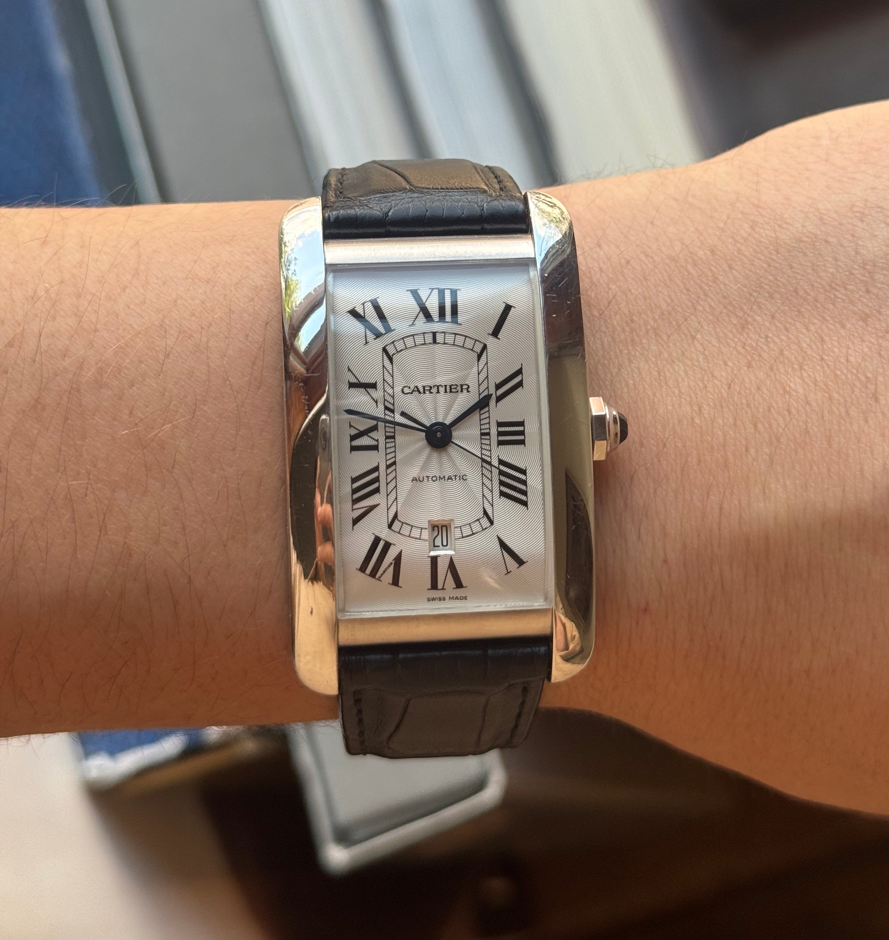 Cartier Tank Americaine XL 18k White Gold Automatic Watch W2609956