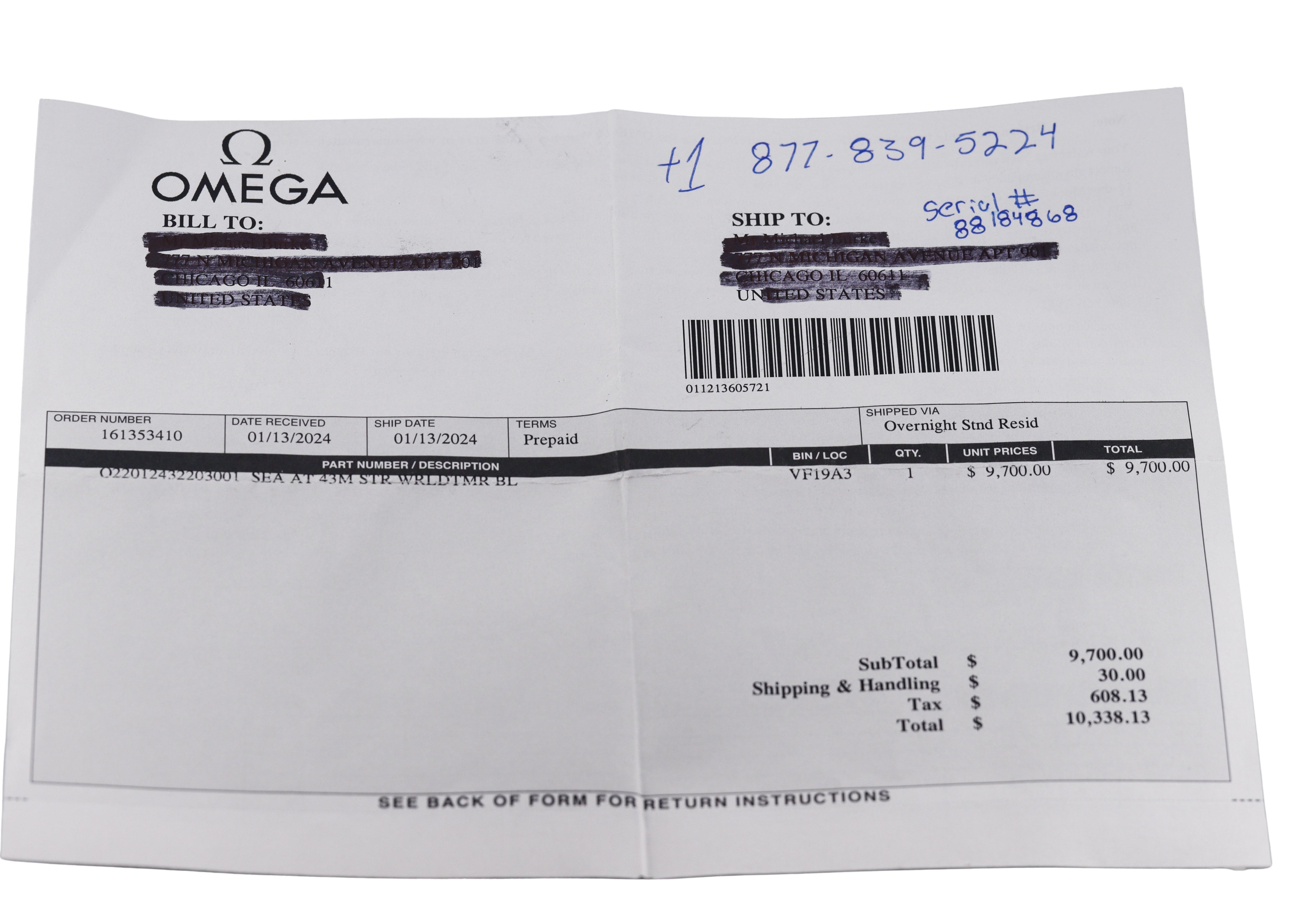 Omega Seamaster Aqua Terra 150M Worldtime Watch 220.12.43.22.03.001