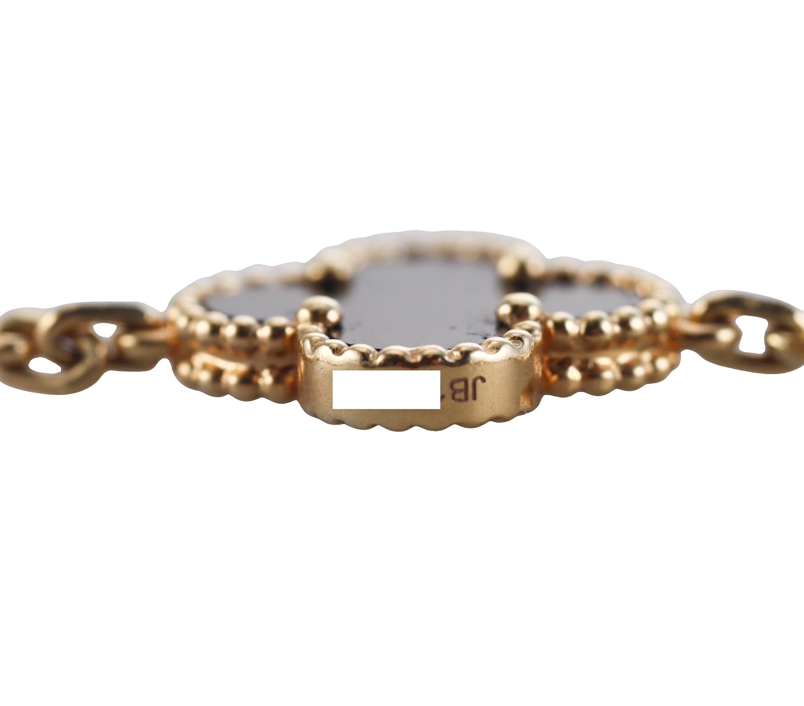 Van Cleef & Arpels Vintage Alhambra 20 Motif Onyx Gold Long Necklace