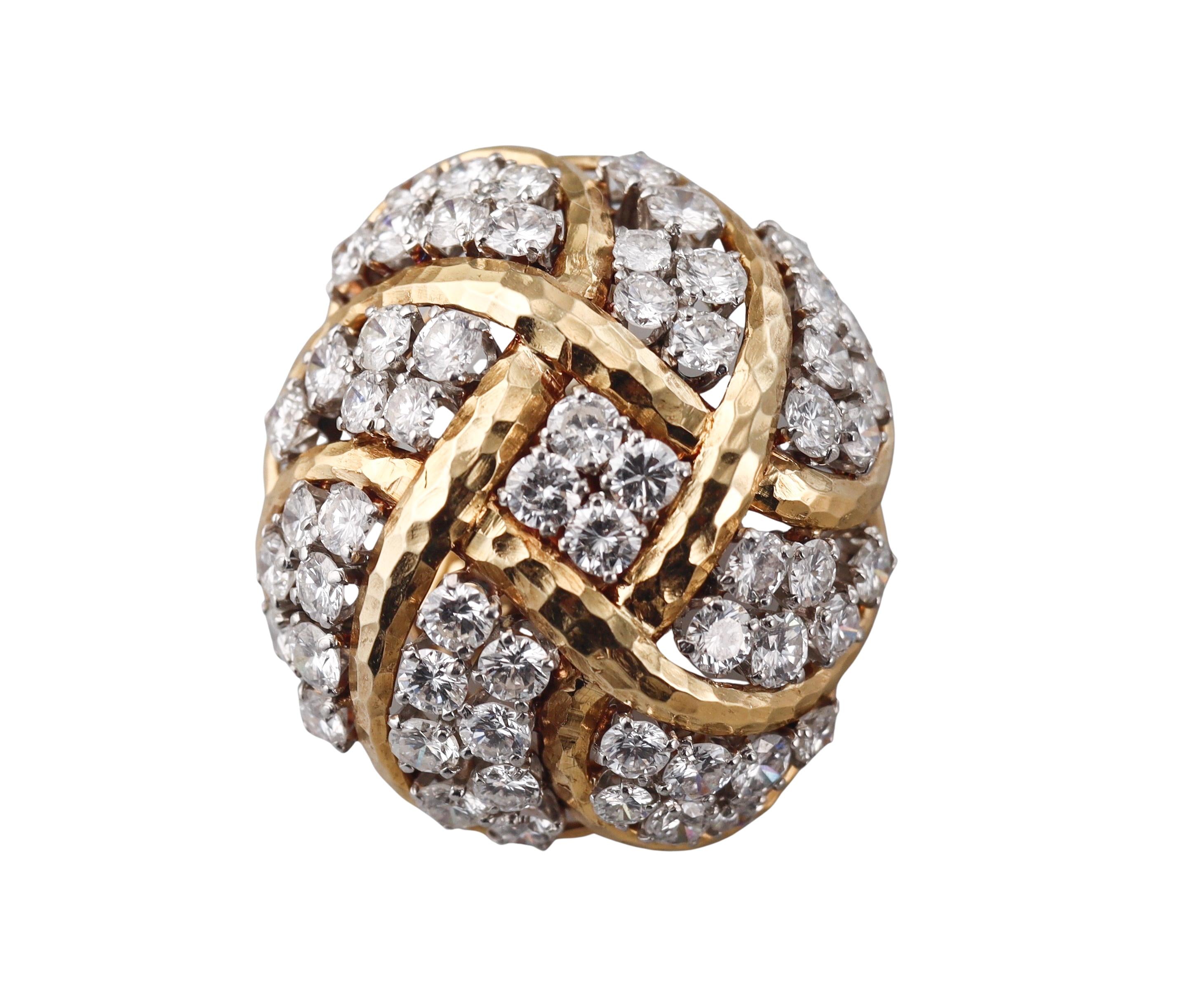 Vintage David Webb Carat Diamond Gold Platinum Earrings