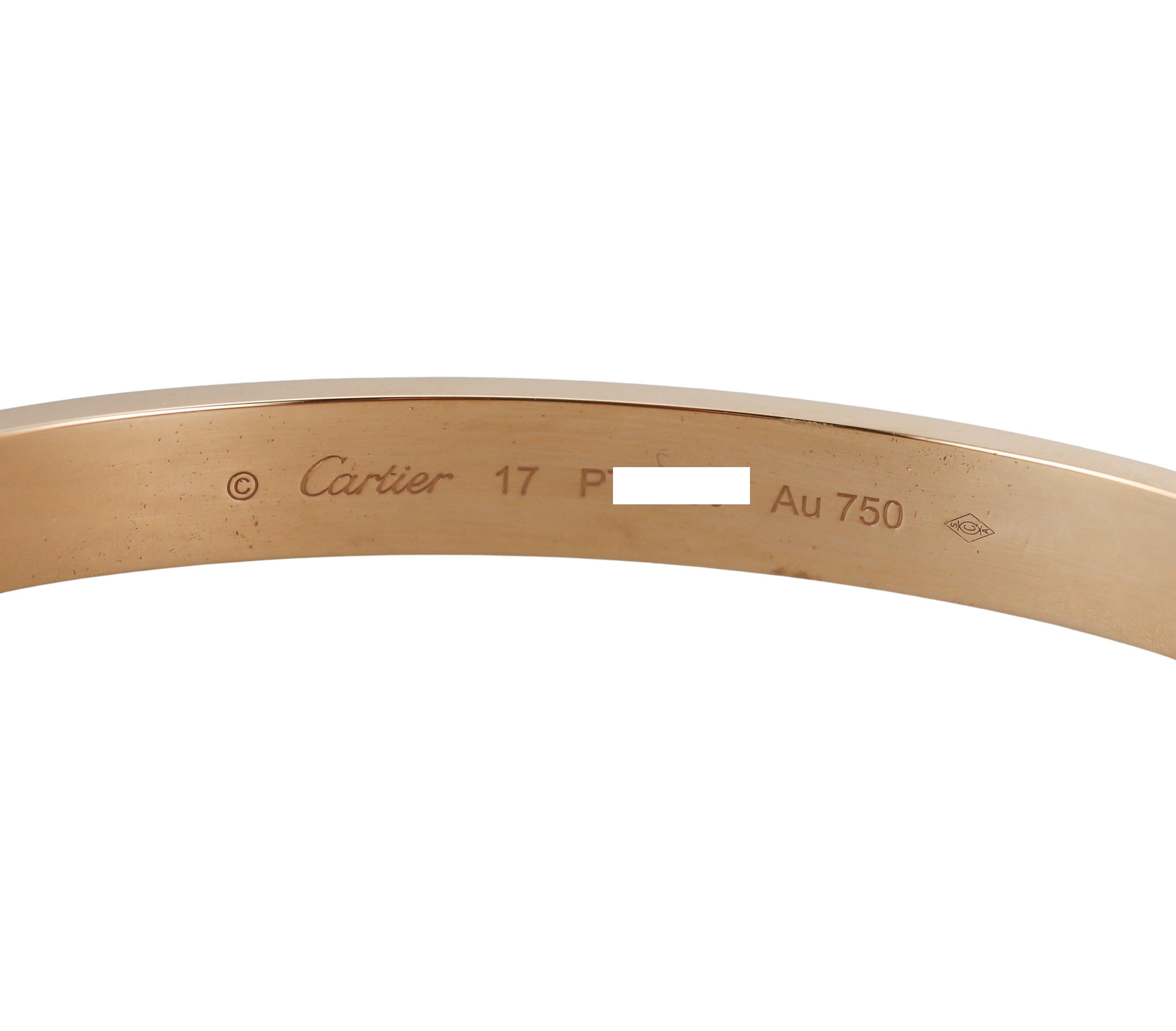 Cartier Love Yellow Gold Classic Model Bracelet Size 17