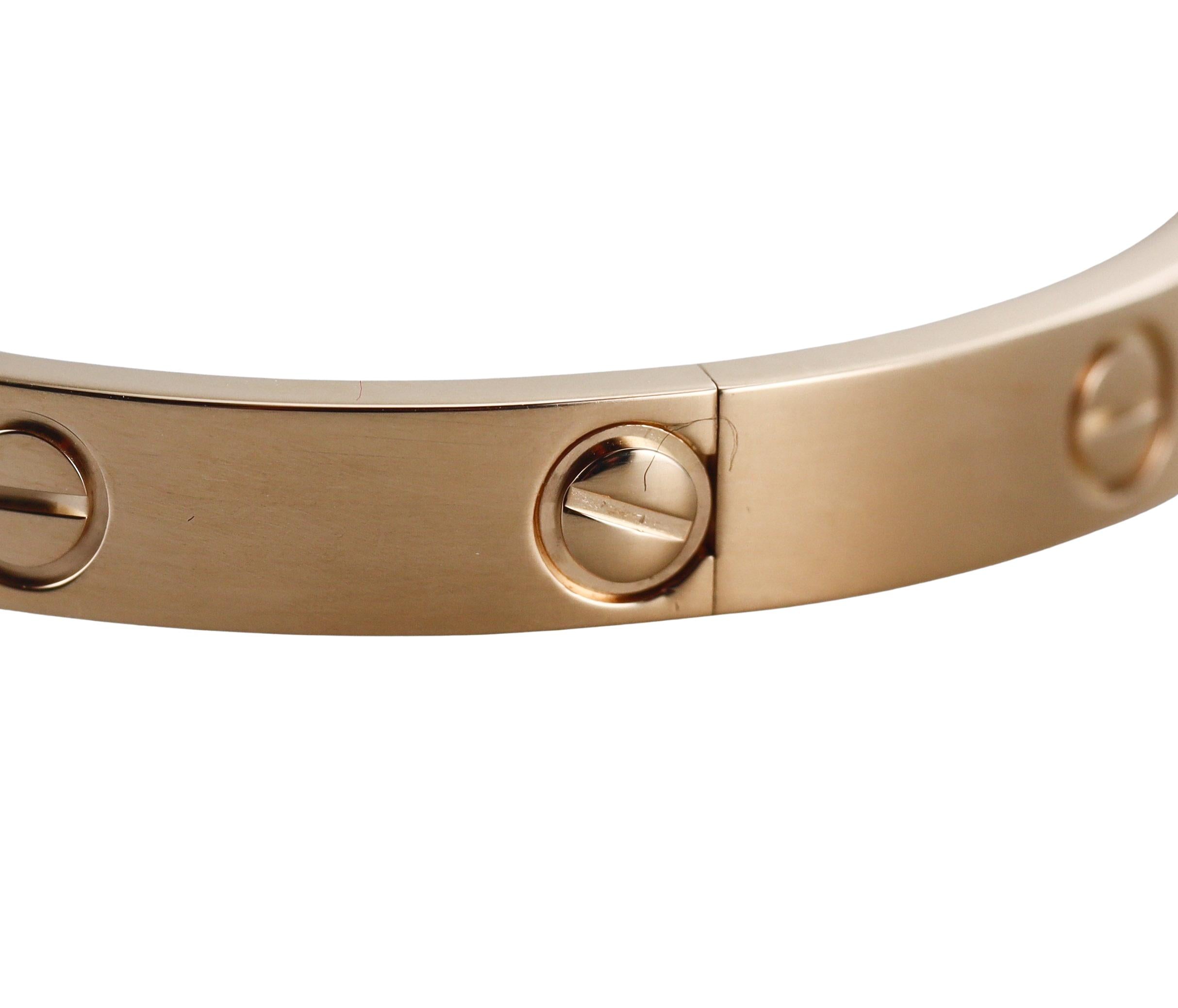 Cartier Love Yellow Gold Classic Model Bracelet Size 17