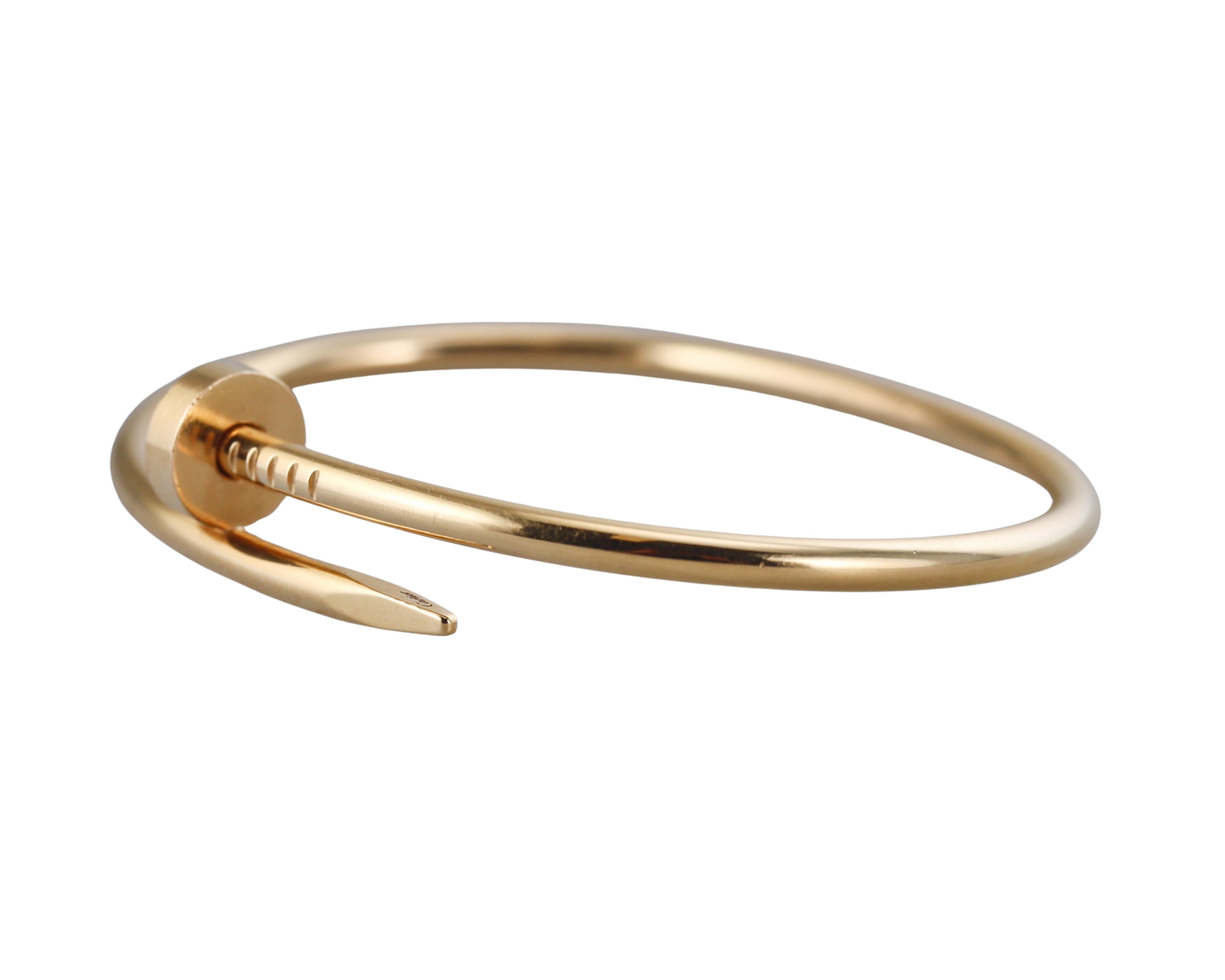 Cartier Juste Un Clou Yellow Gold Nail Bracelet Size 19