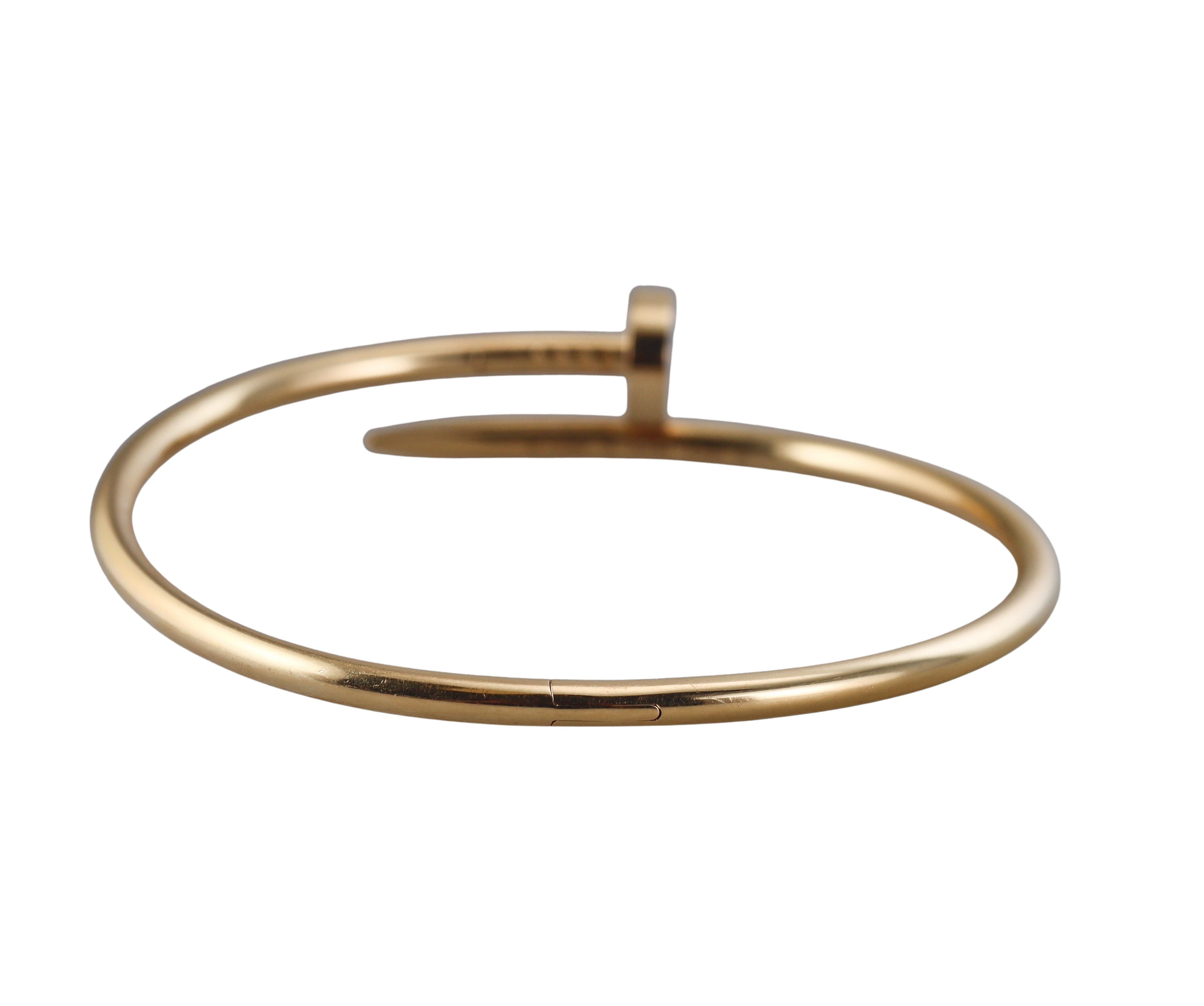 Cartier Juste Un Clou Yellow Gold Nail Bracelet Size 19