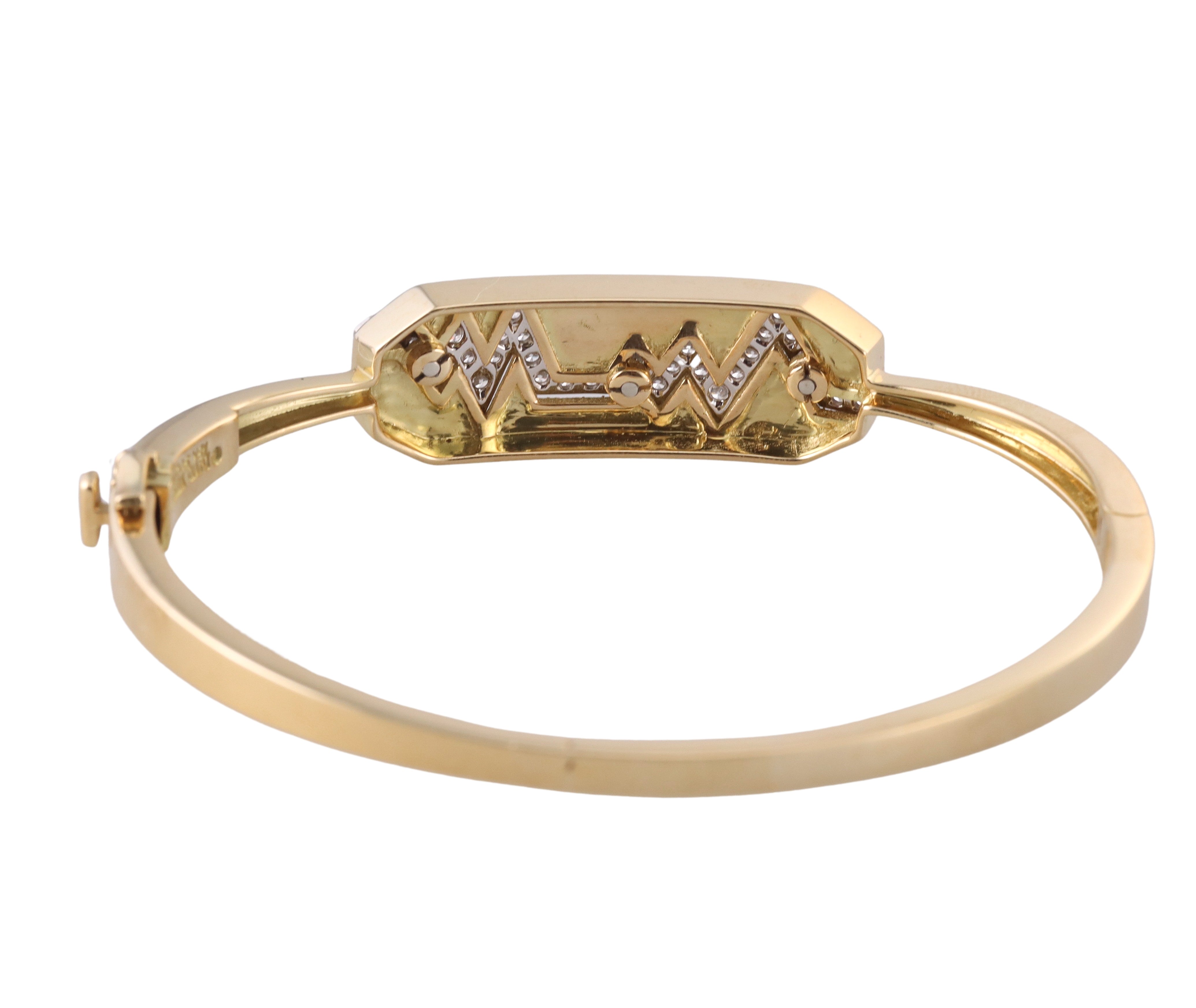 David Webb Black Enamel Diamond Gold Platinum Skip Bracelet