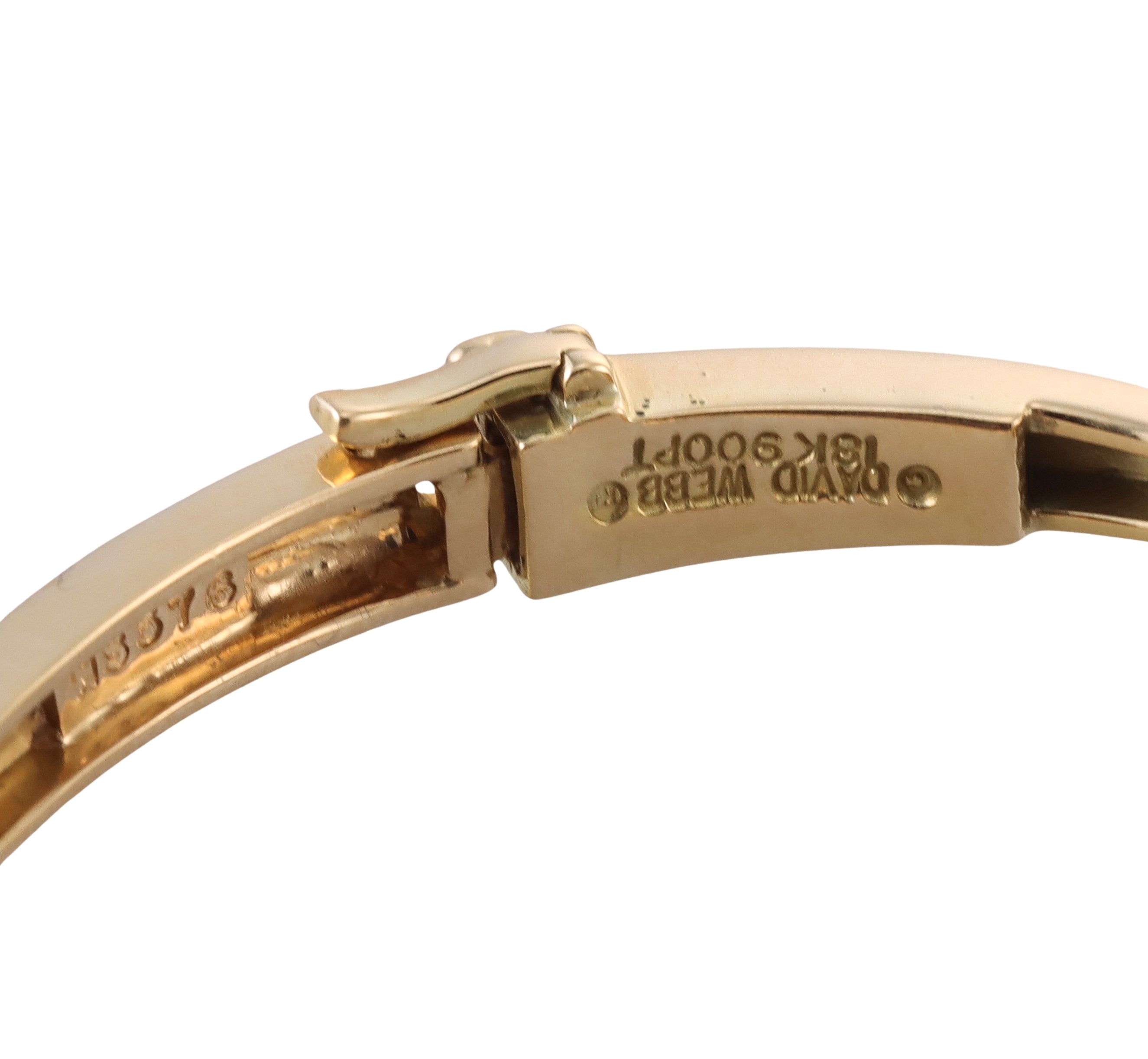 David Webb Black Enamel Diamond Gold Platinum Skip Bracelet