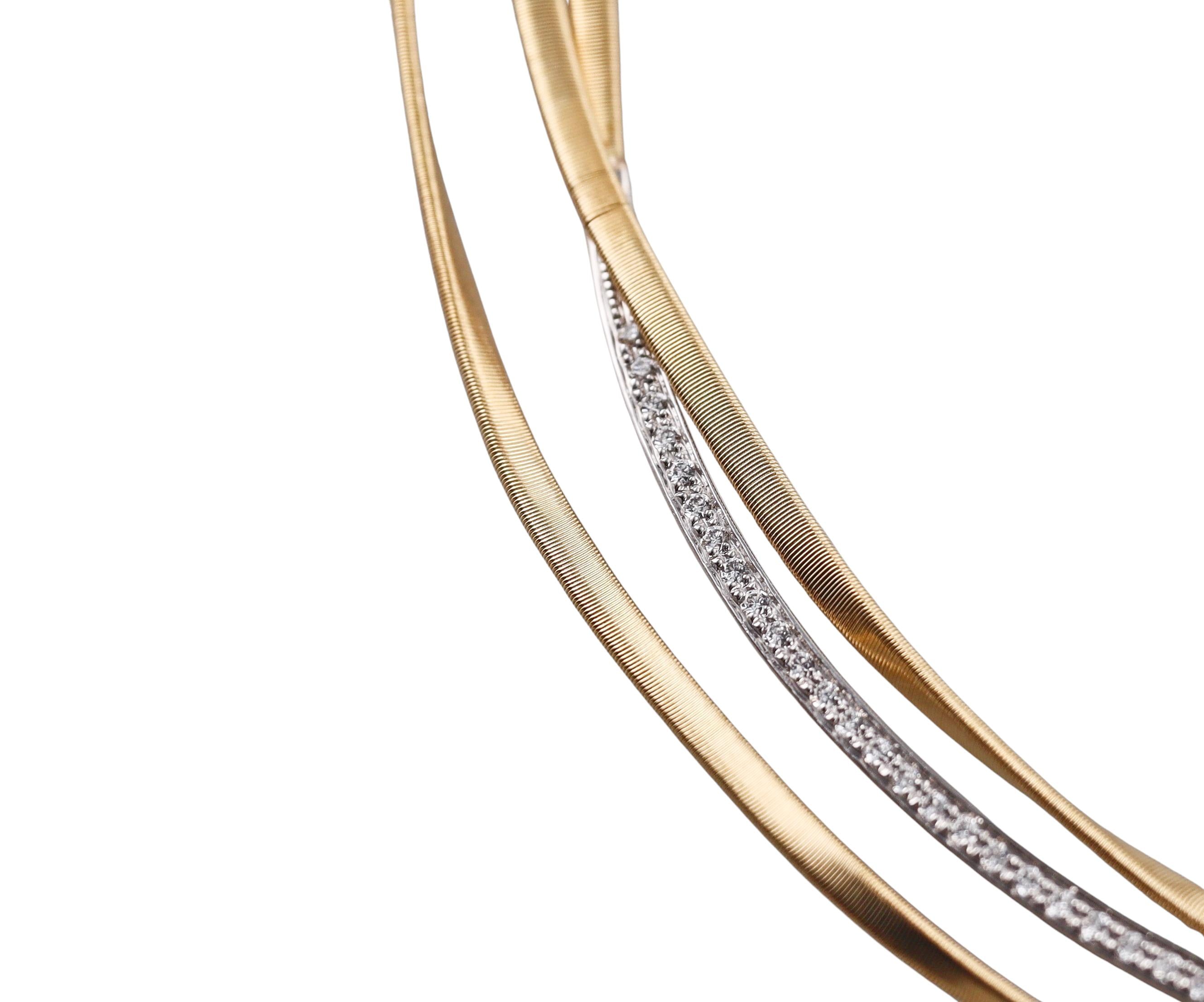 Marco Bicego Marrakech Diamond Gold Three Strand Necklace