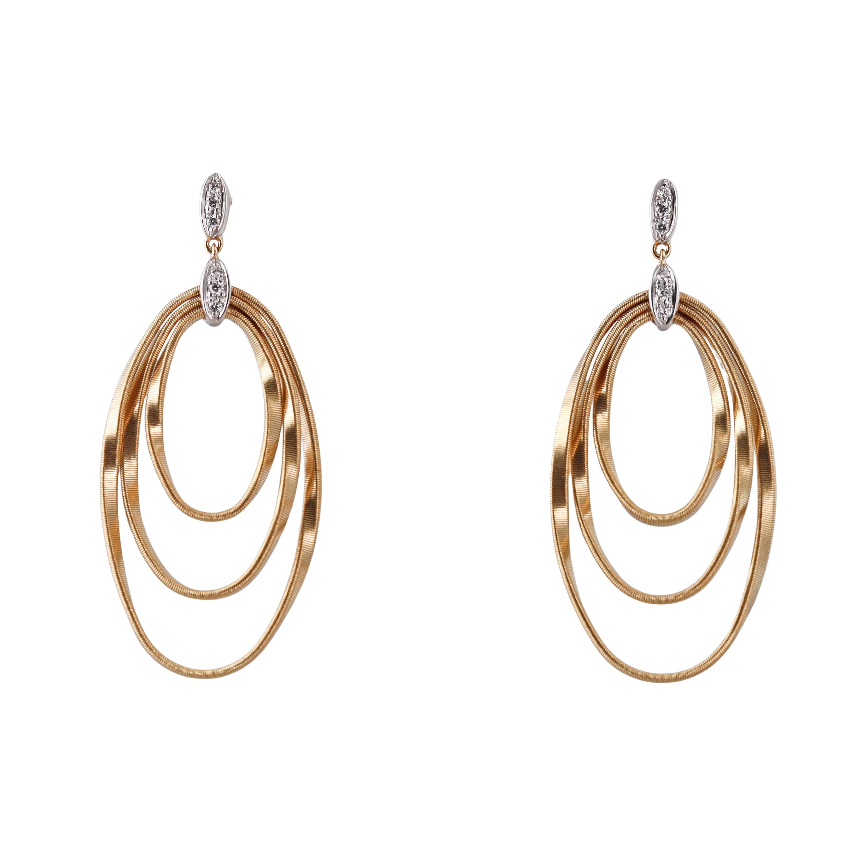 Marco Bicego Marrakech Onde Diamond Gold Oval Drop Earrings
