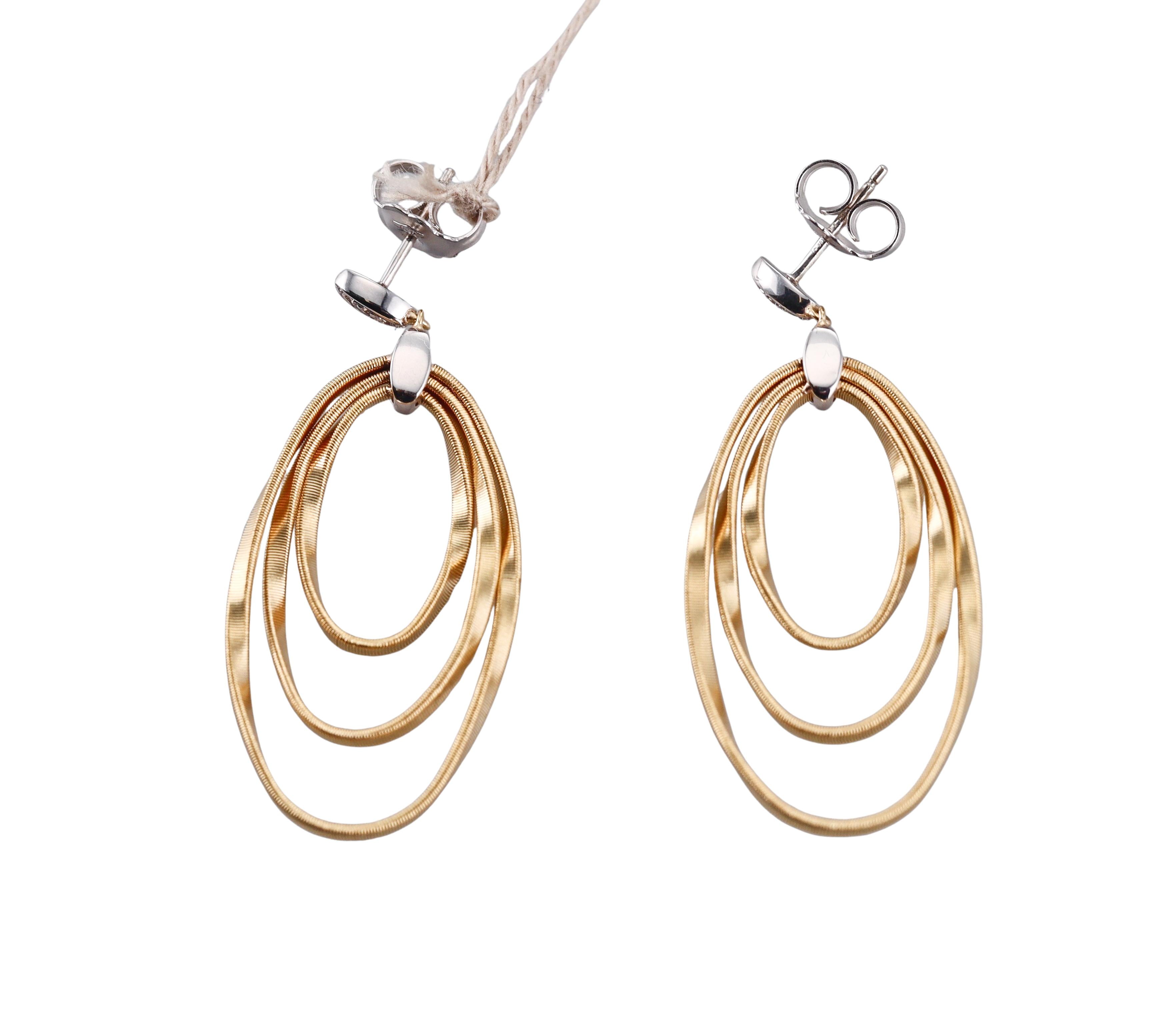 Marco Bicego Marrakech Onde Diamond Gold Oval Drop Earrings
