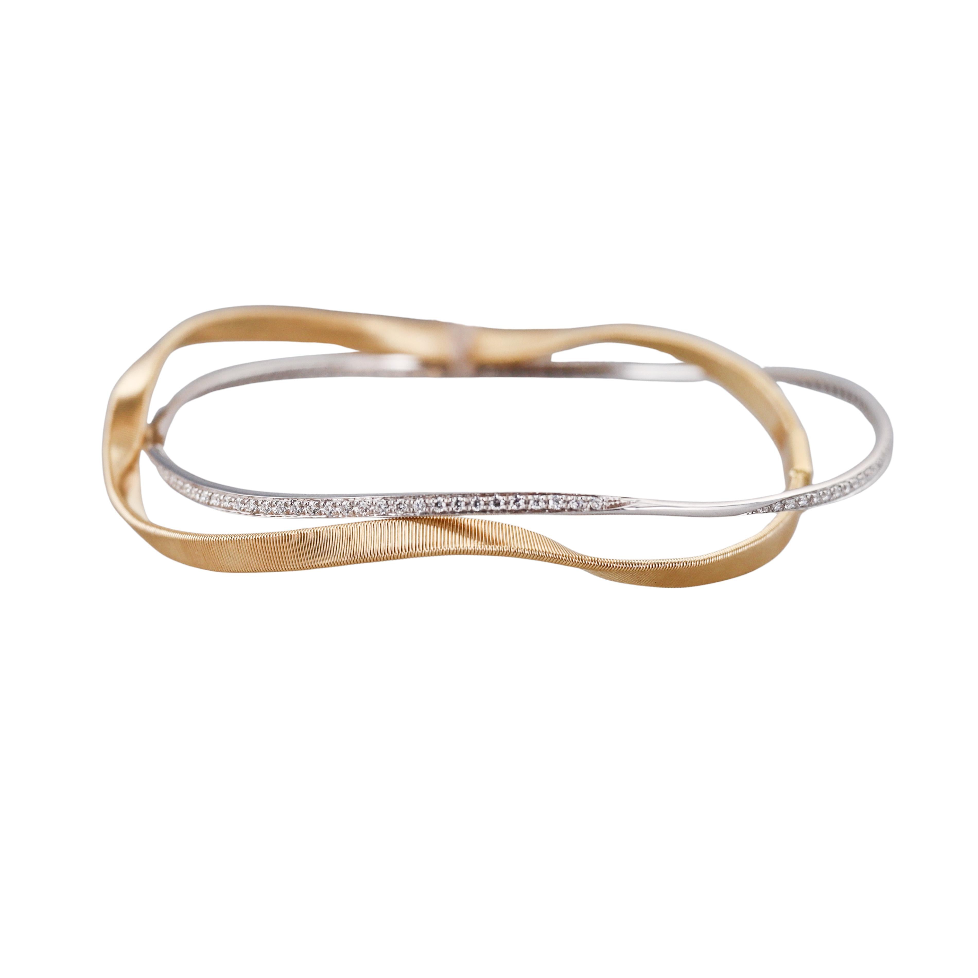 Marco Bicego Marrakech Diamond Gold Interlocked Bangle Bracelet