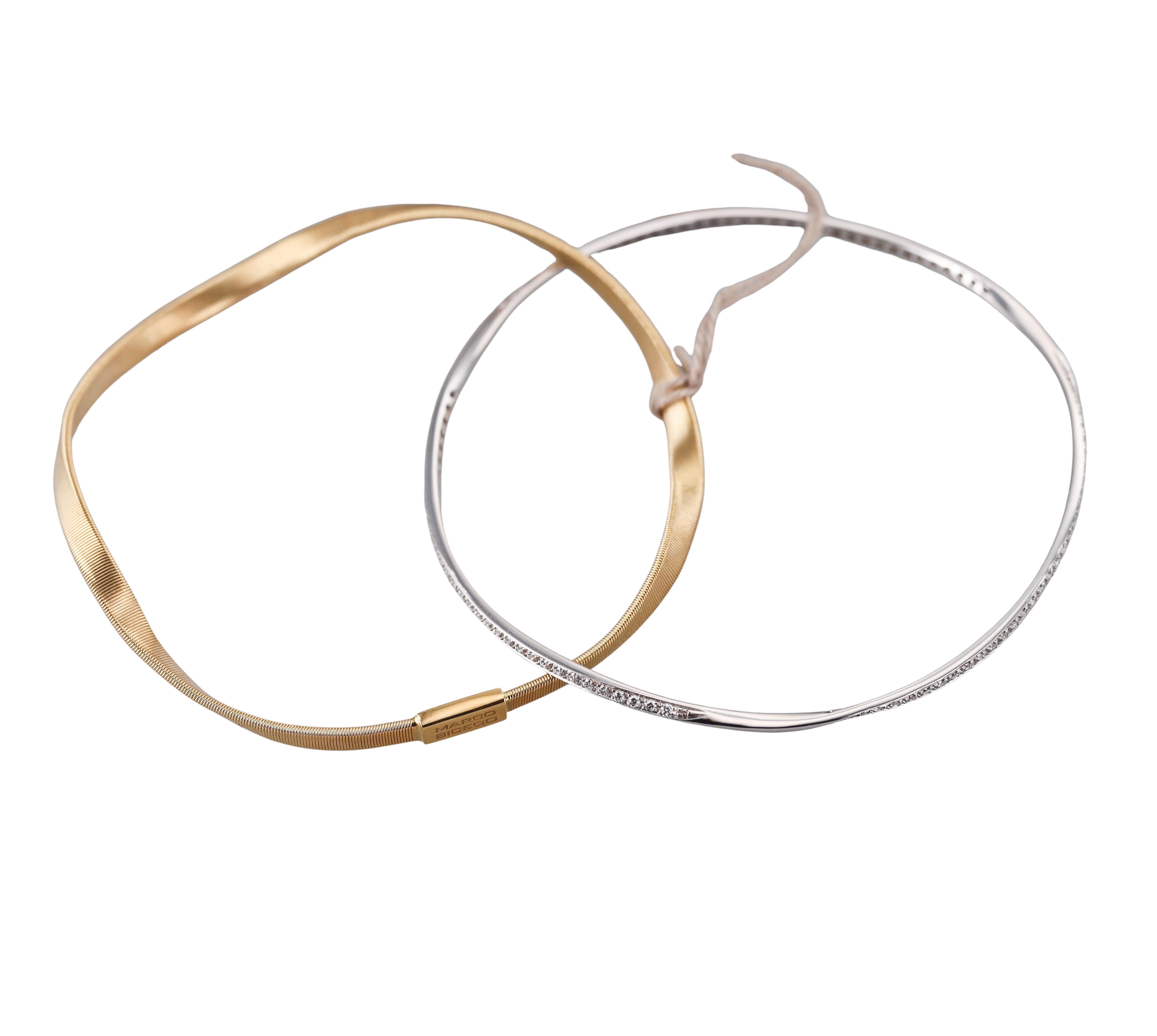 Marco Bicego Marrakech Diamond Gold Interlocked Bangle Bracelet