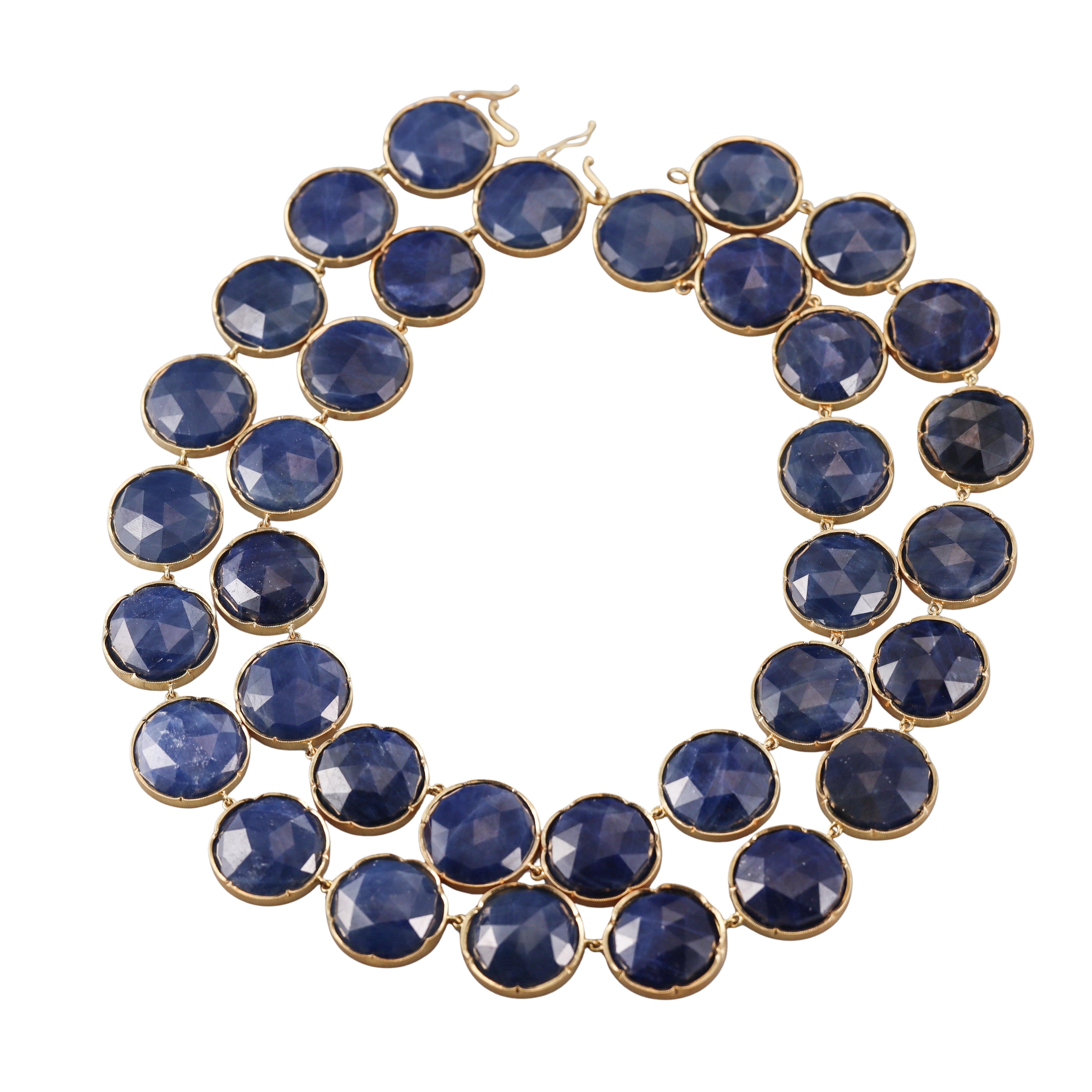 Irene Neuwirth Sapphire Gold Nesting Necklace Set