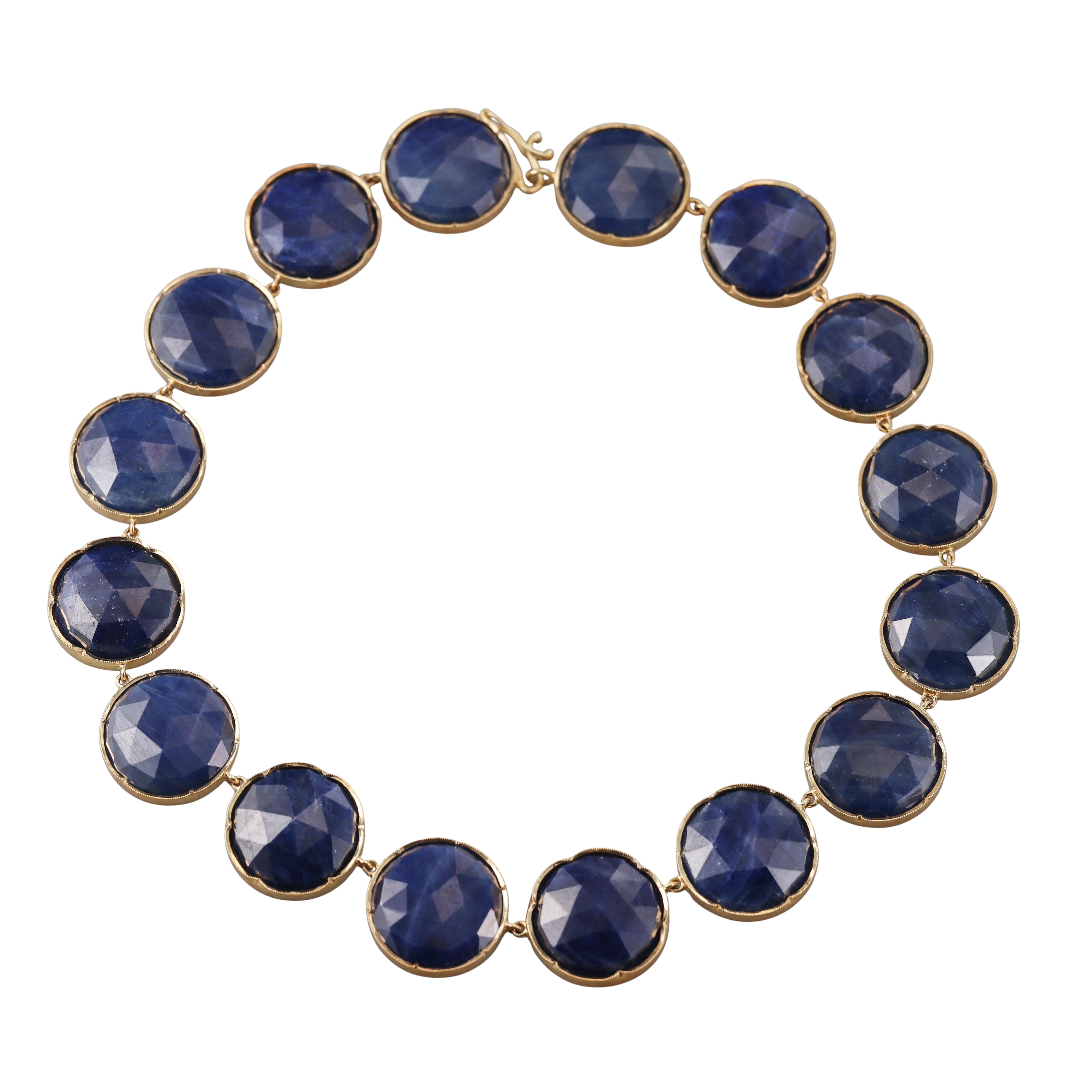 Irene Neuwirth Sapphire Gold Nesting Necklace Set