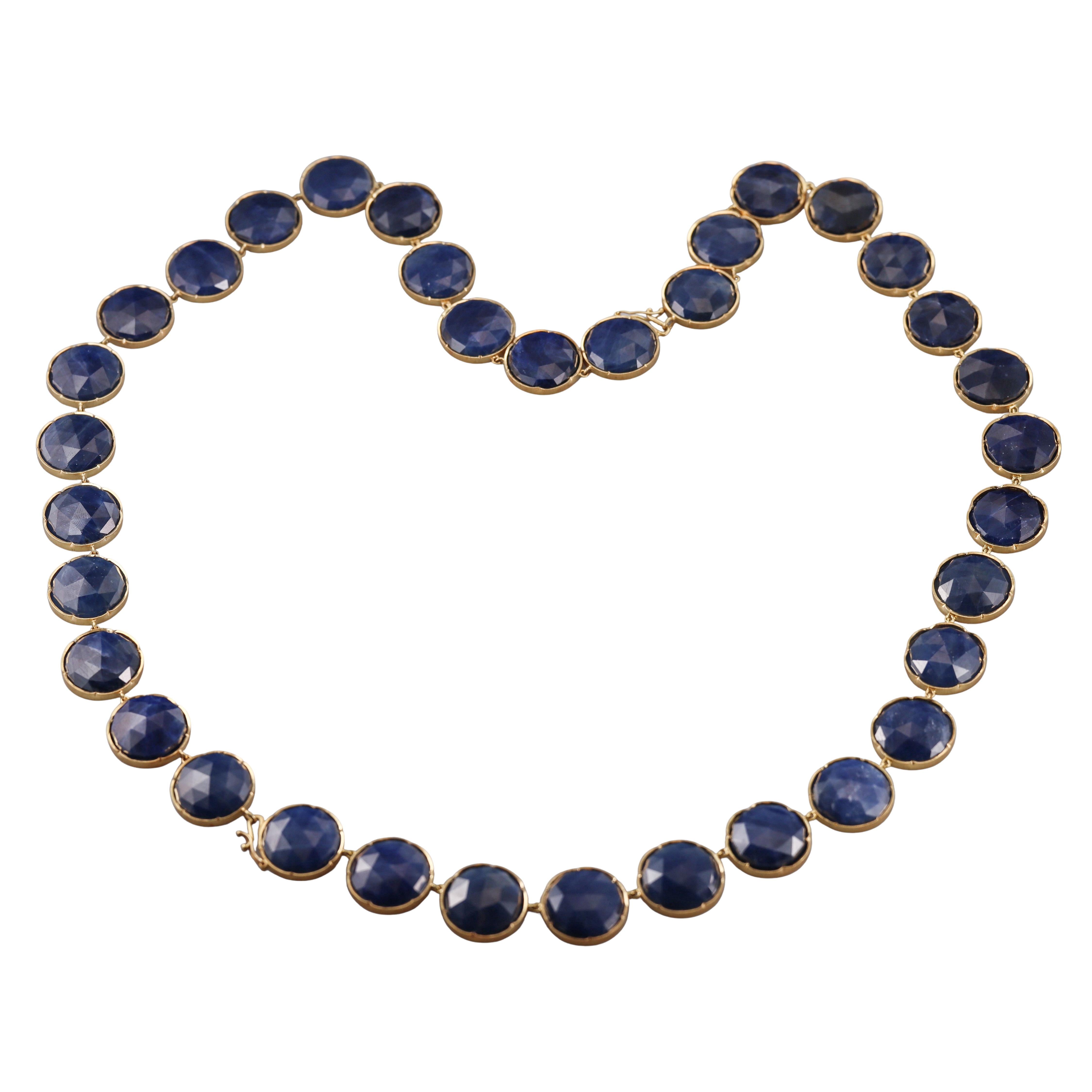 Irene Neuwirth Sapphire Gold Nesting Necklace Set