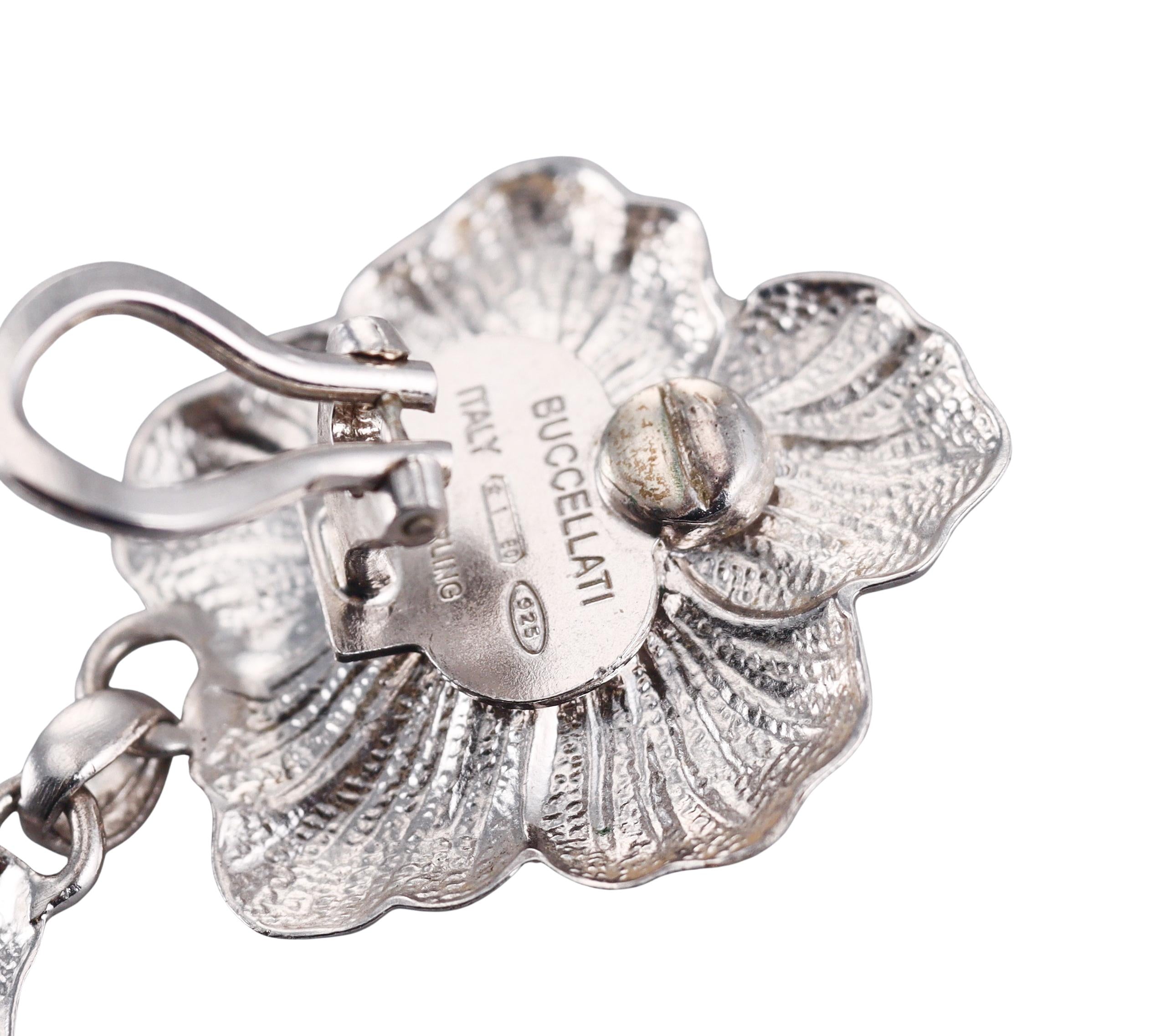 Buccellati Blossoms Pink Sapphire Sterling Silver Drop Earrings