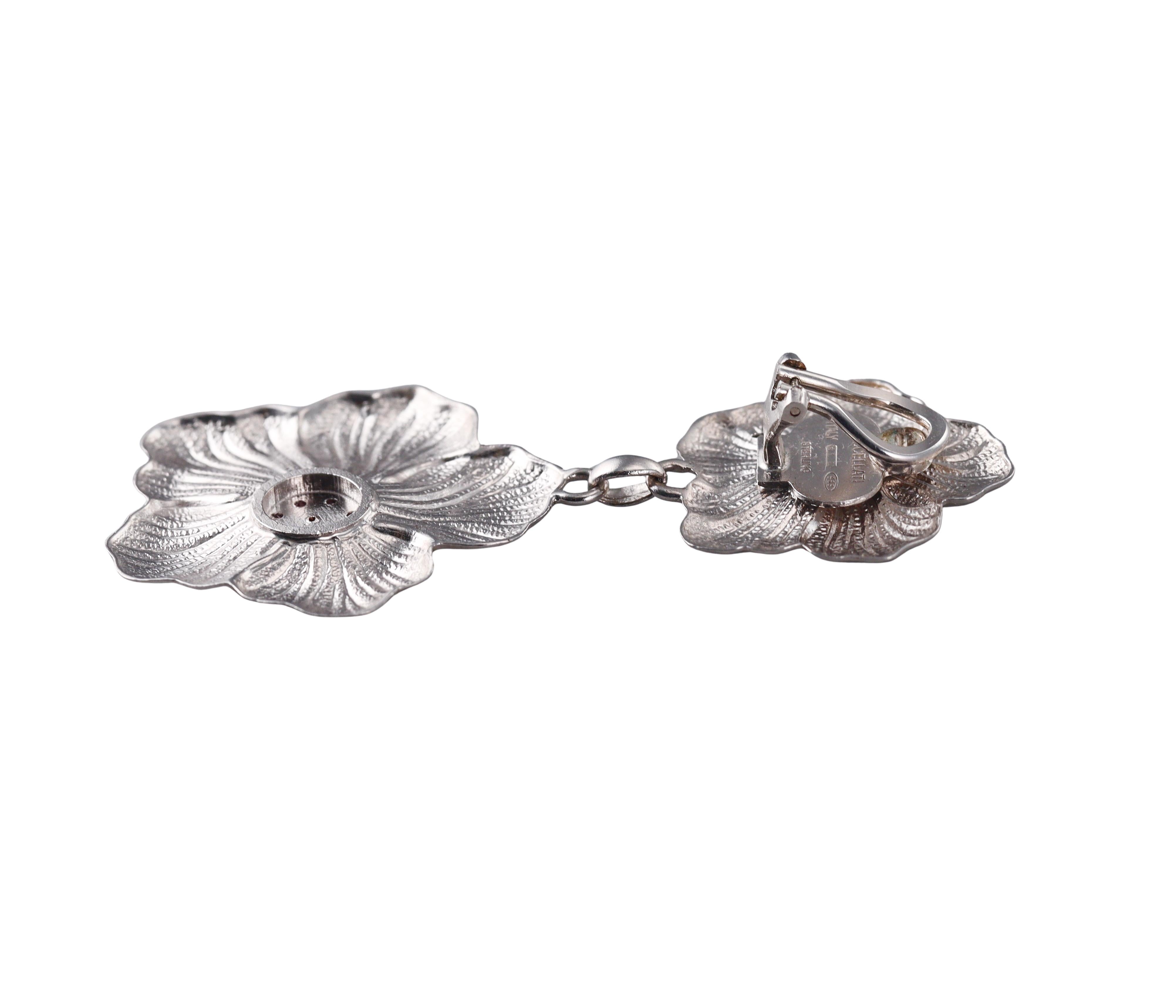 Buccellati Blossoms Pink Sapphire Sterling Silver Drop Earrings
