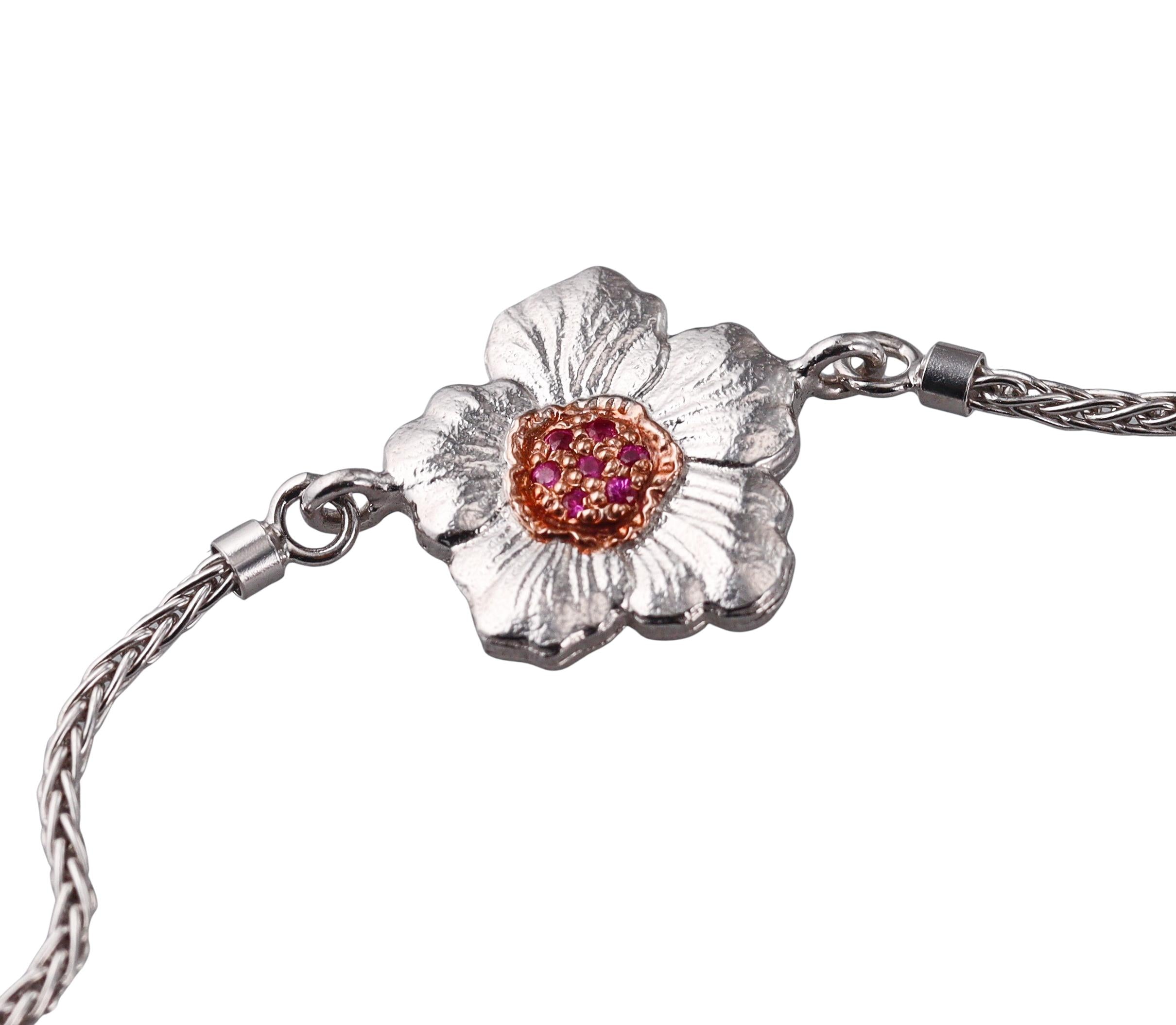 Buccellati Blossoms Pink Sapphire Silver Long Necklace