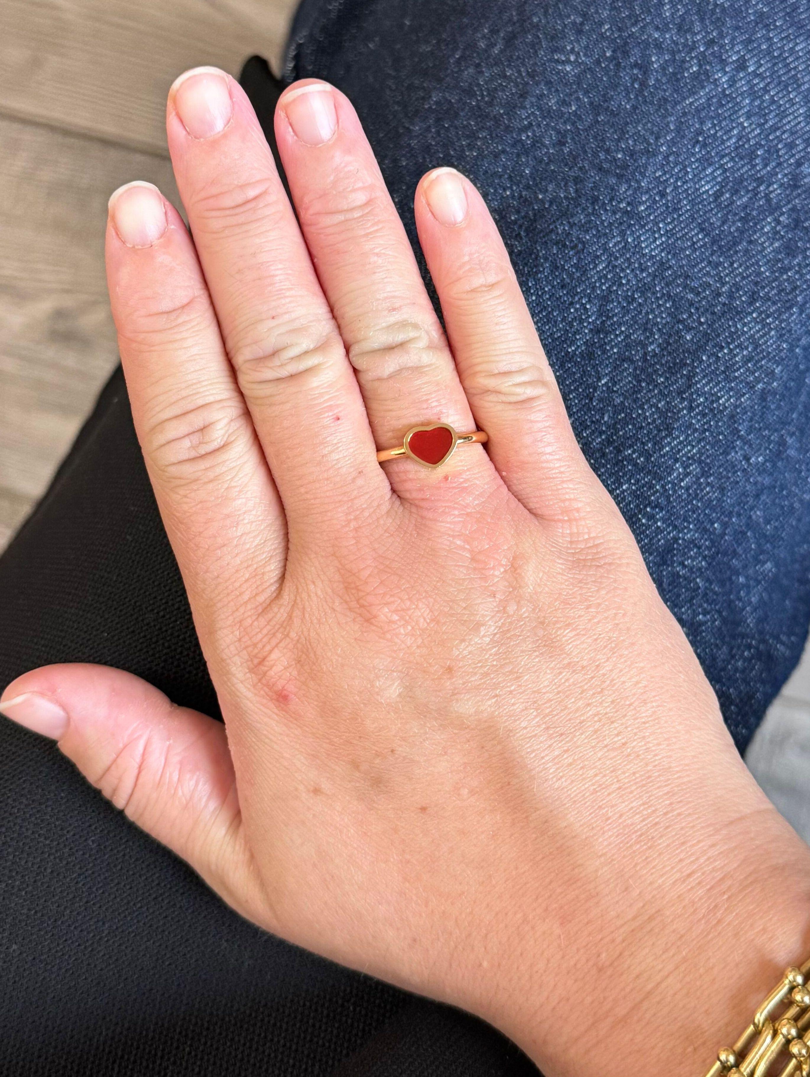 Chopard Happy Hearts Red Enamel Gold Ring 82A086-5811