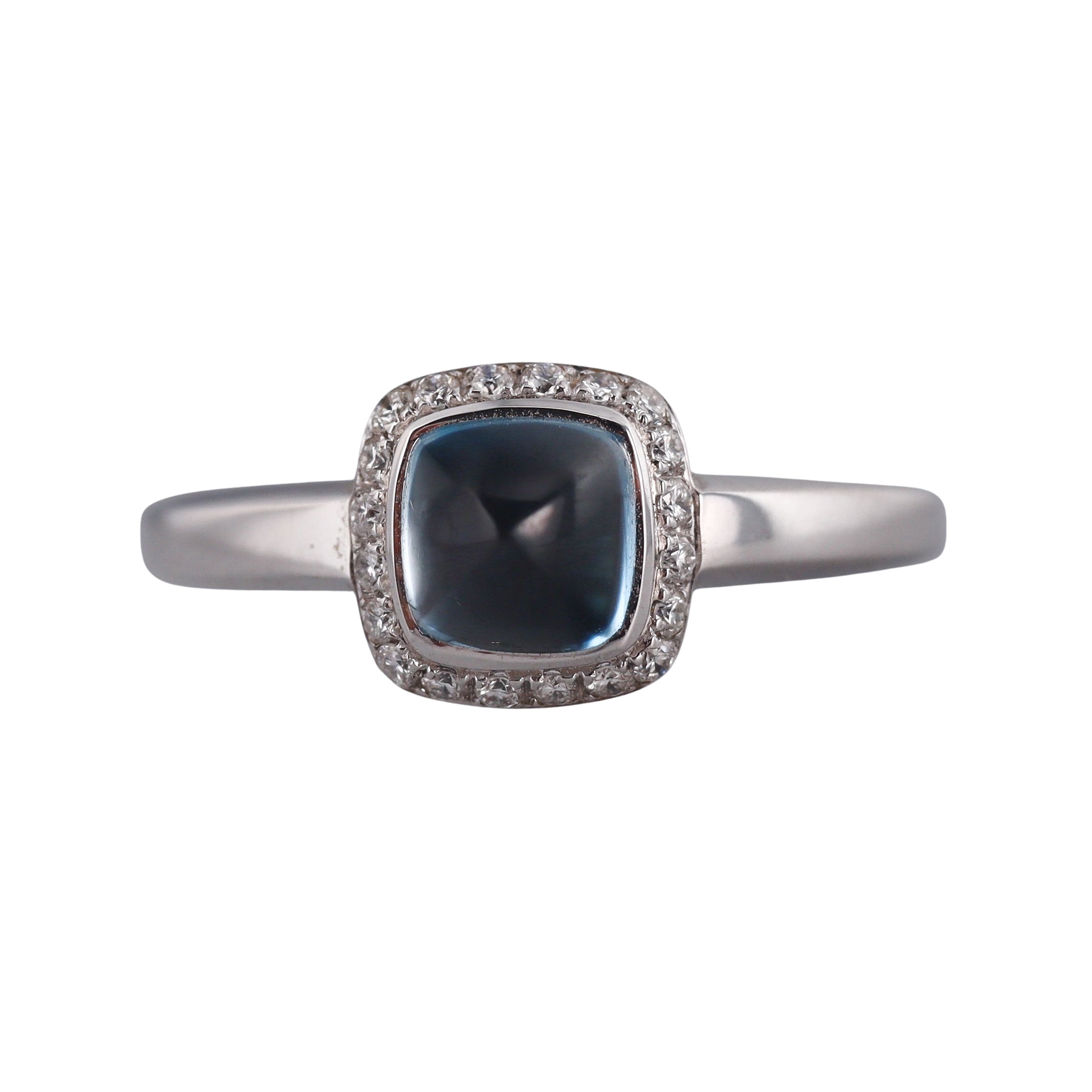 Fred Pain de Sucre White Gold Diamond Blue Topaz Small Model Ring