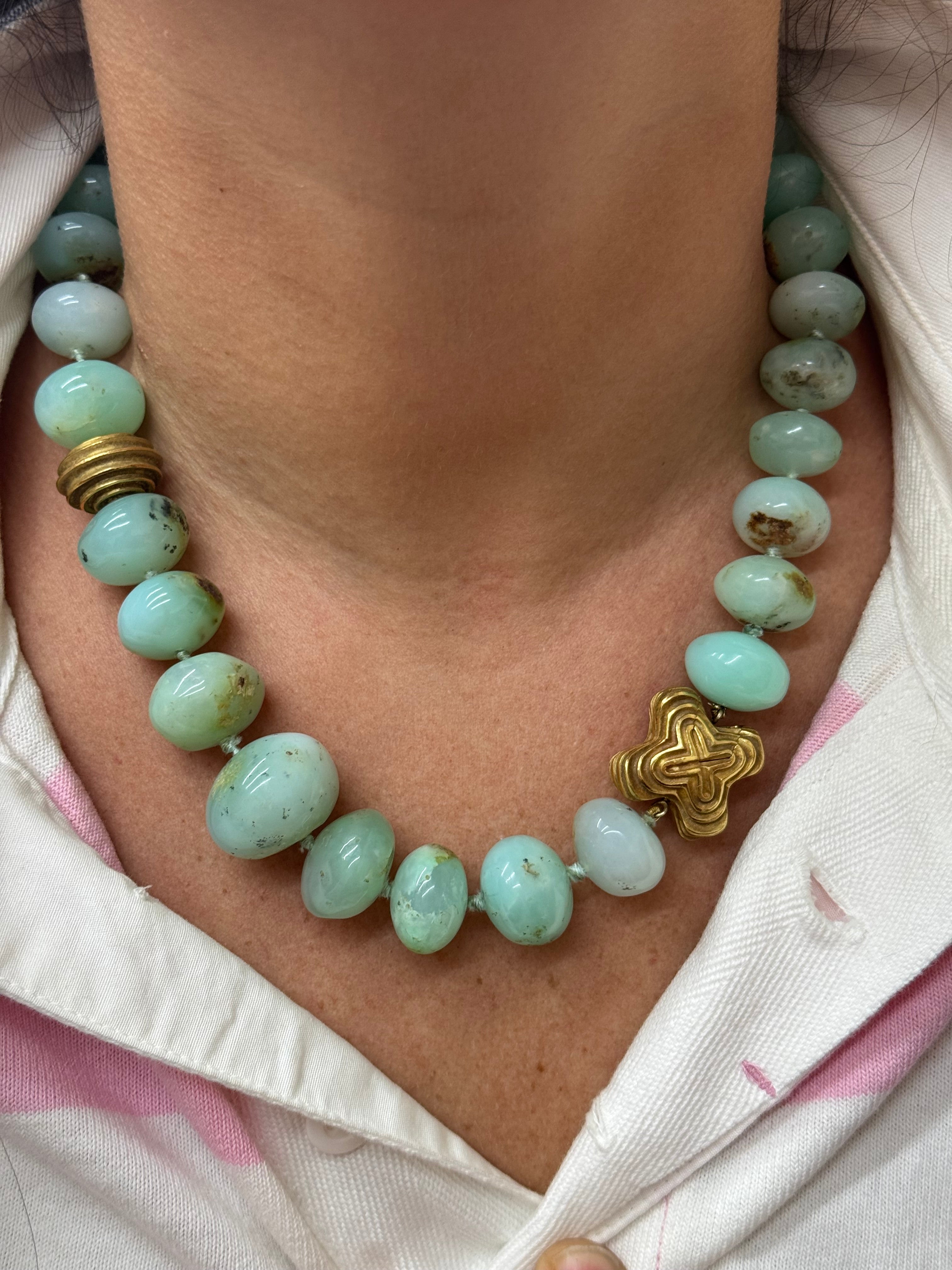 Christopher Walling Aventurine Bead Gold Necklace