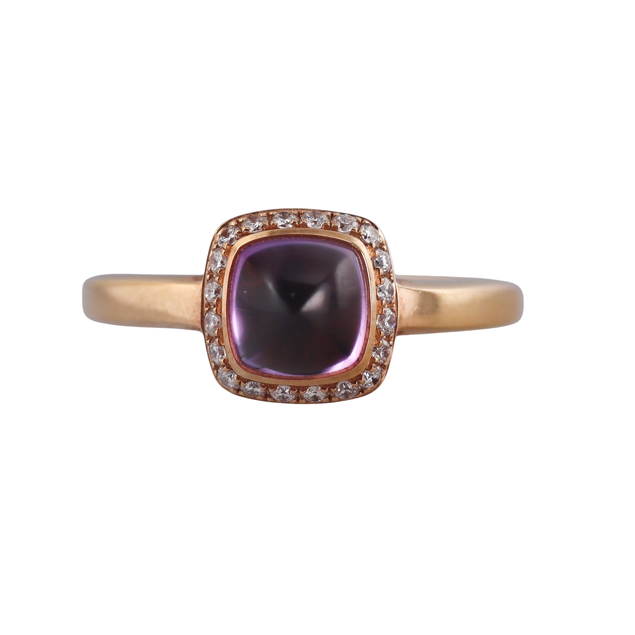 Fred Pain de Sucre Rose Gold Diamond Amethyst Small Model Ring
