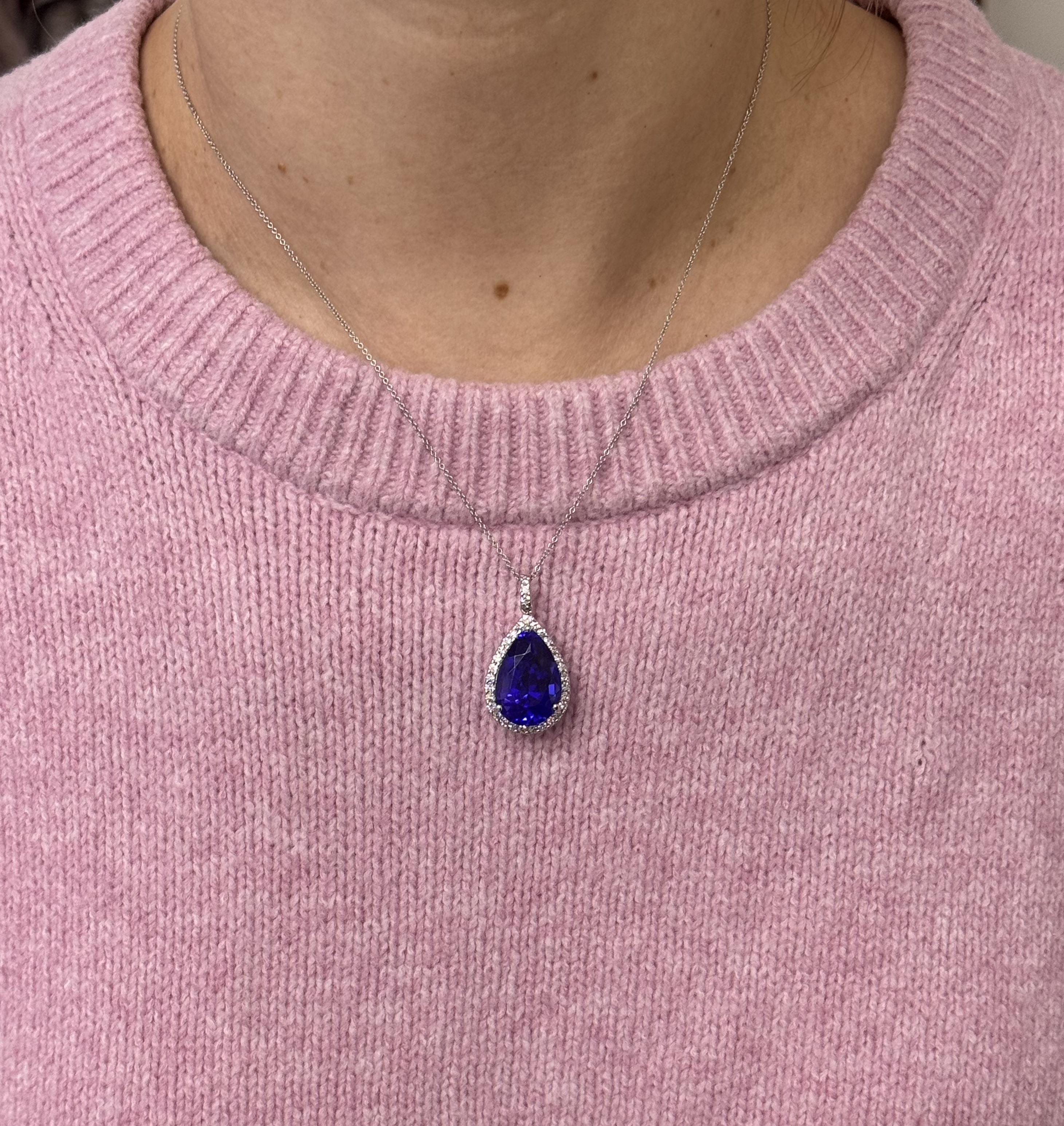 17.38ct Tanzanite Diamond Gold Pendant Necklace