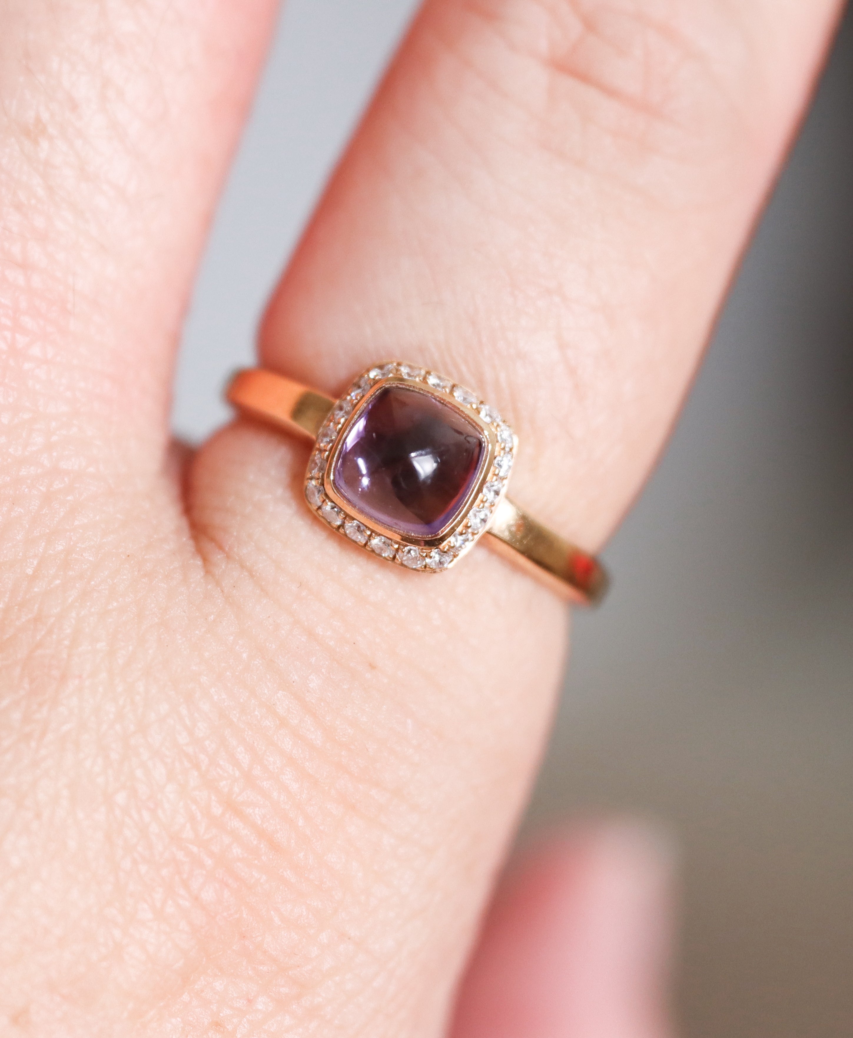 Fred Pain de Sucre Rose Gold Diamond Amethyst Small Model Ring