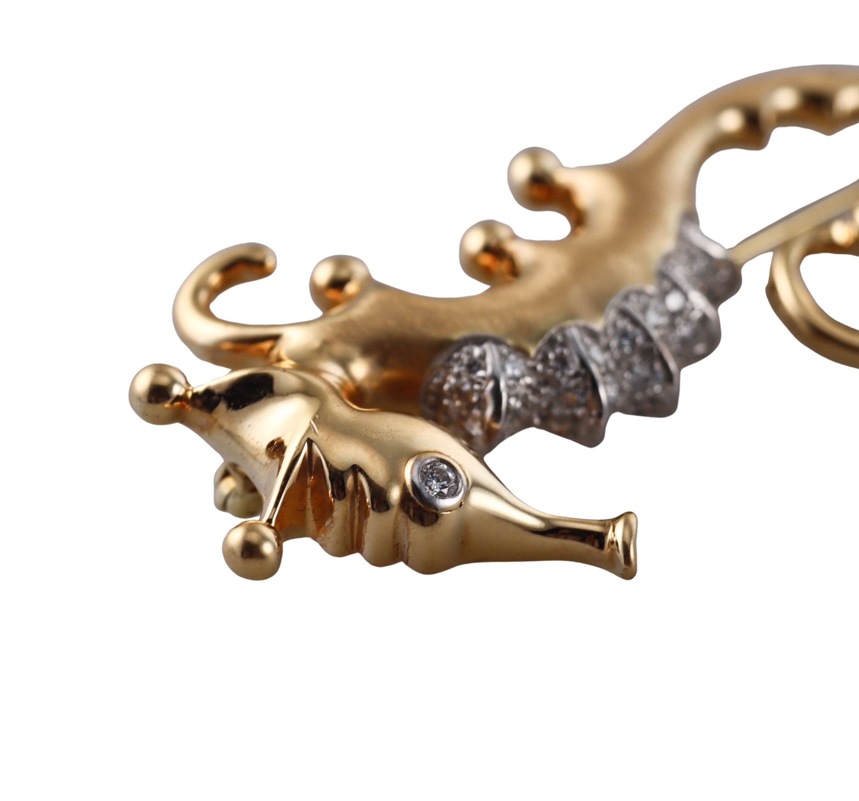 Assael Angela Cummings Diamond Gold Platinum Seahorse Brooch