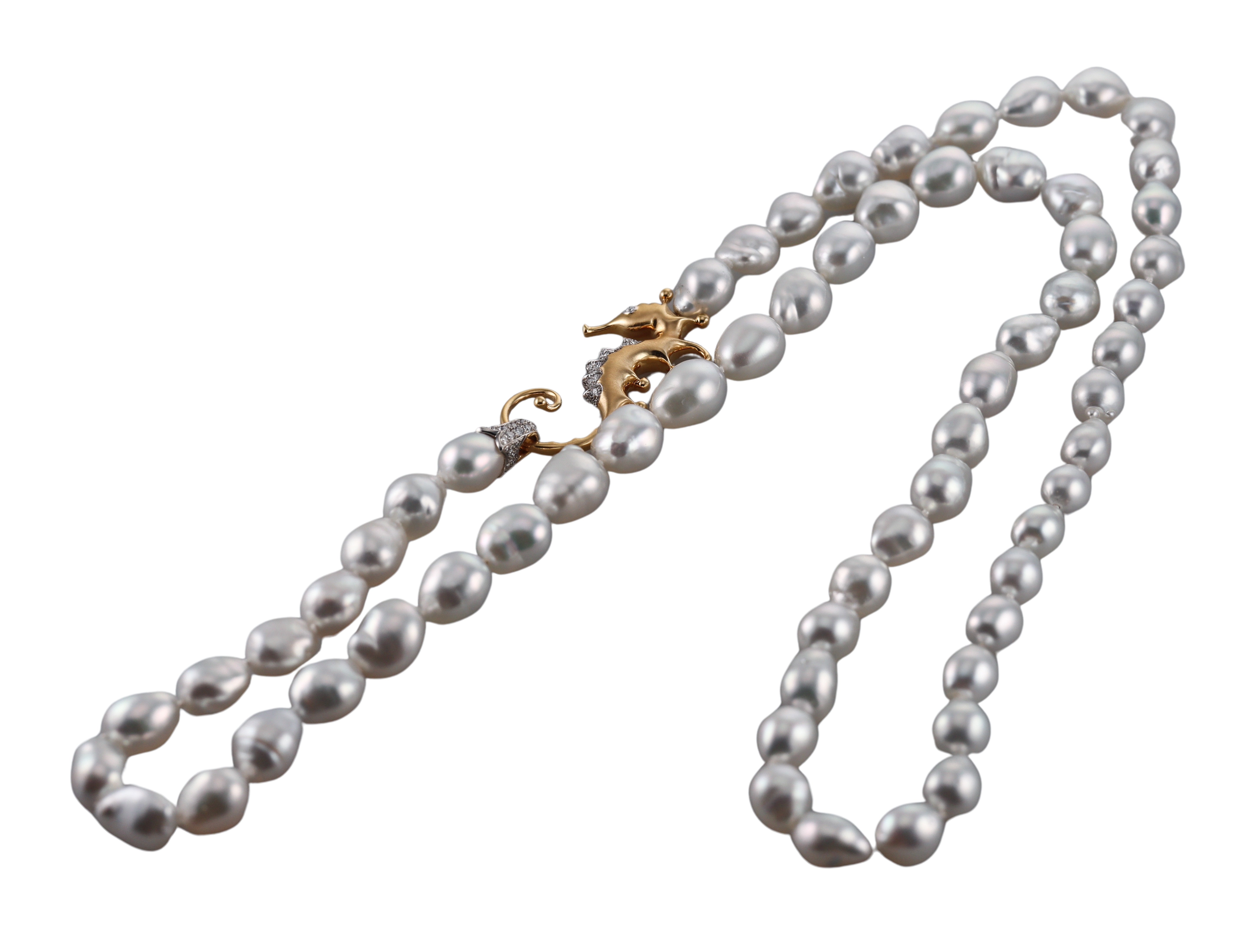 Assael Angela Cummings Baroque South Sea Pearl Diamond Seahorse Gold Necklace
