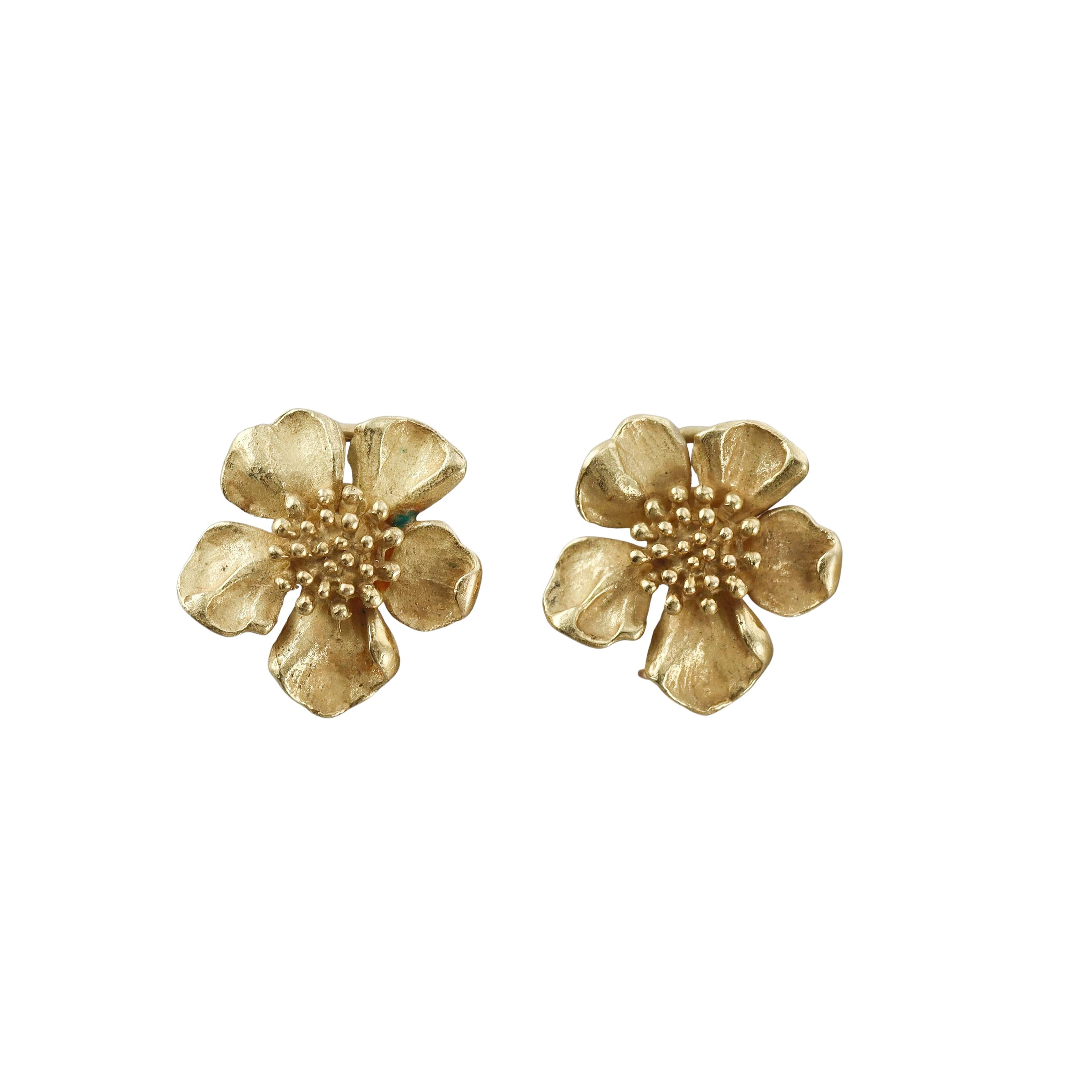Tiffany & Co Dogwood Gold Flower Earrings