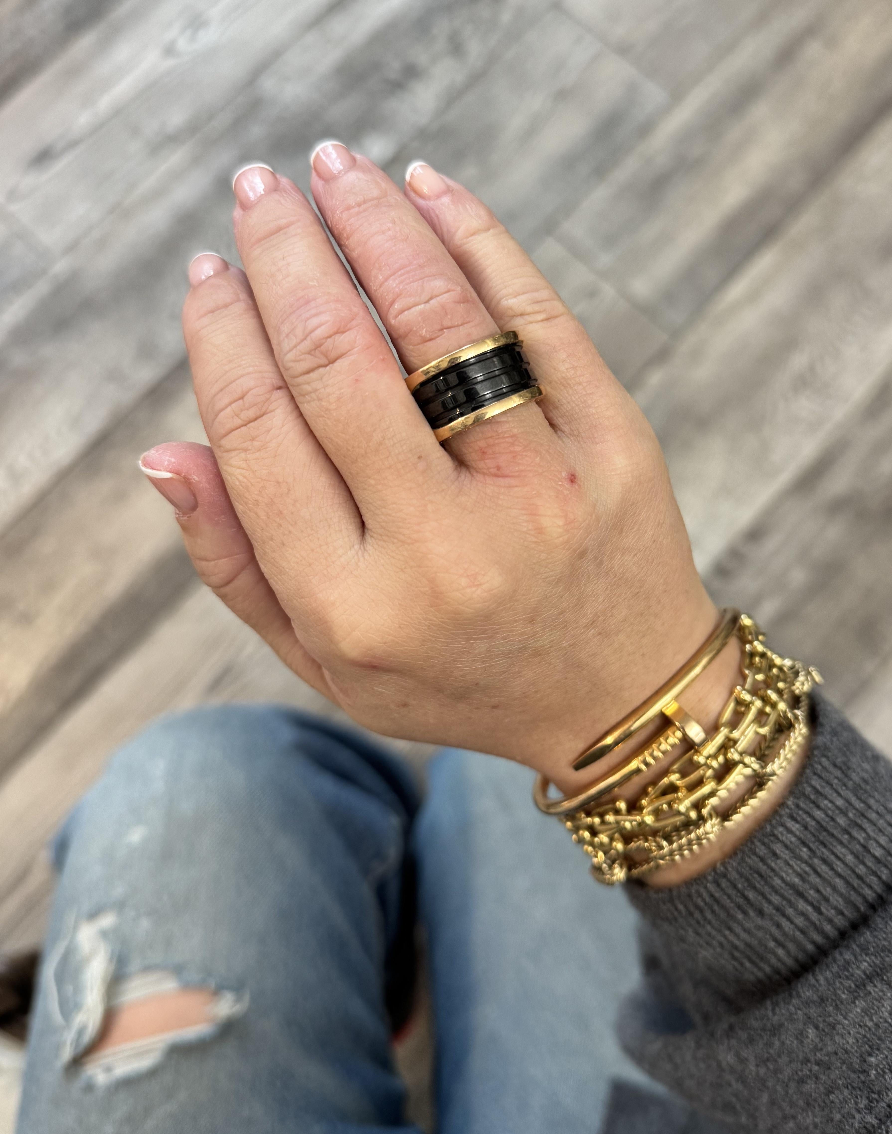 Bulgari B.Zero1 Gold Black Ceramic Band Ring