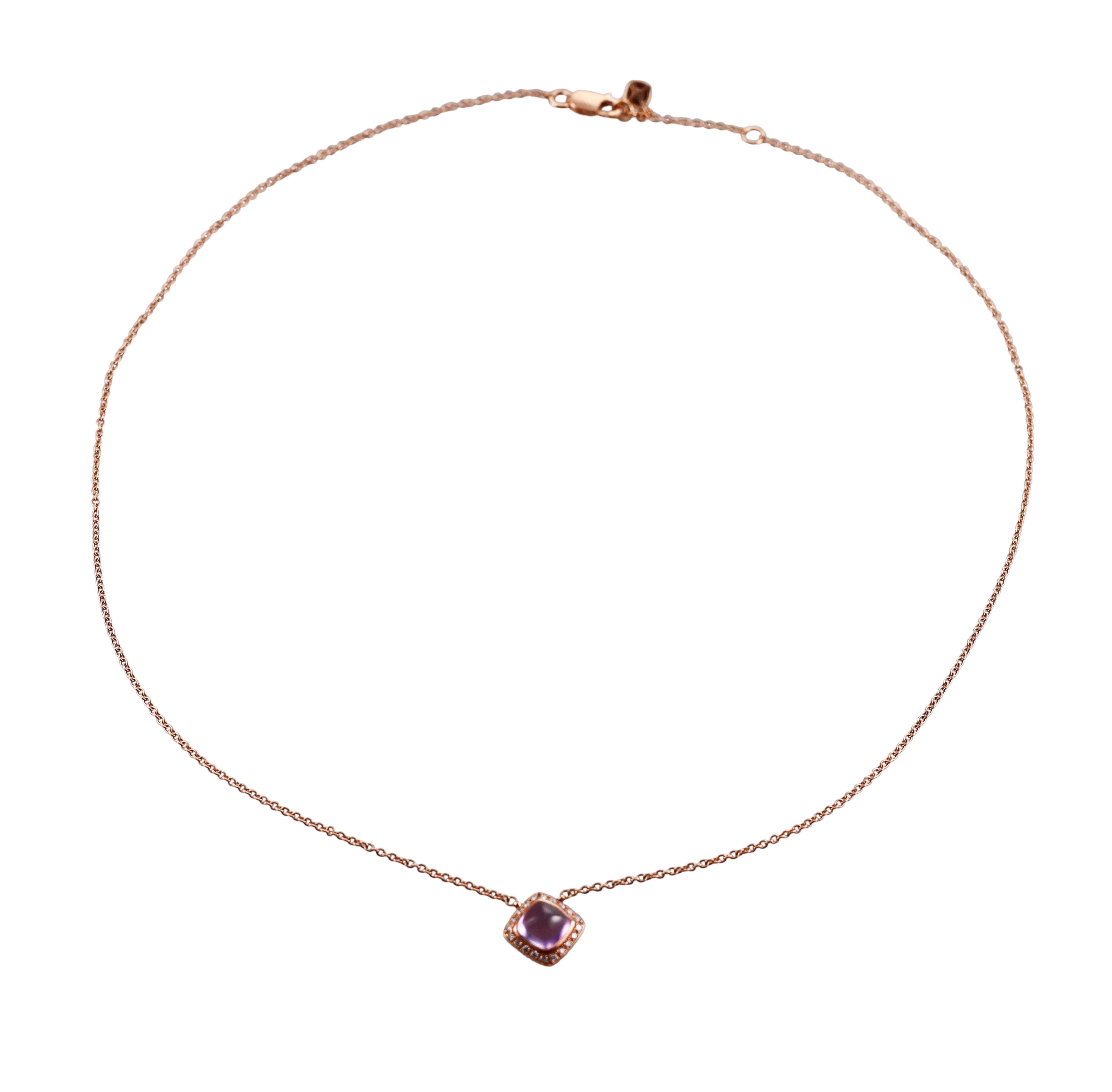 Fred Pain de Sucre Rose Gold Amethyst Diamond Necklace