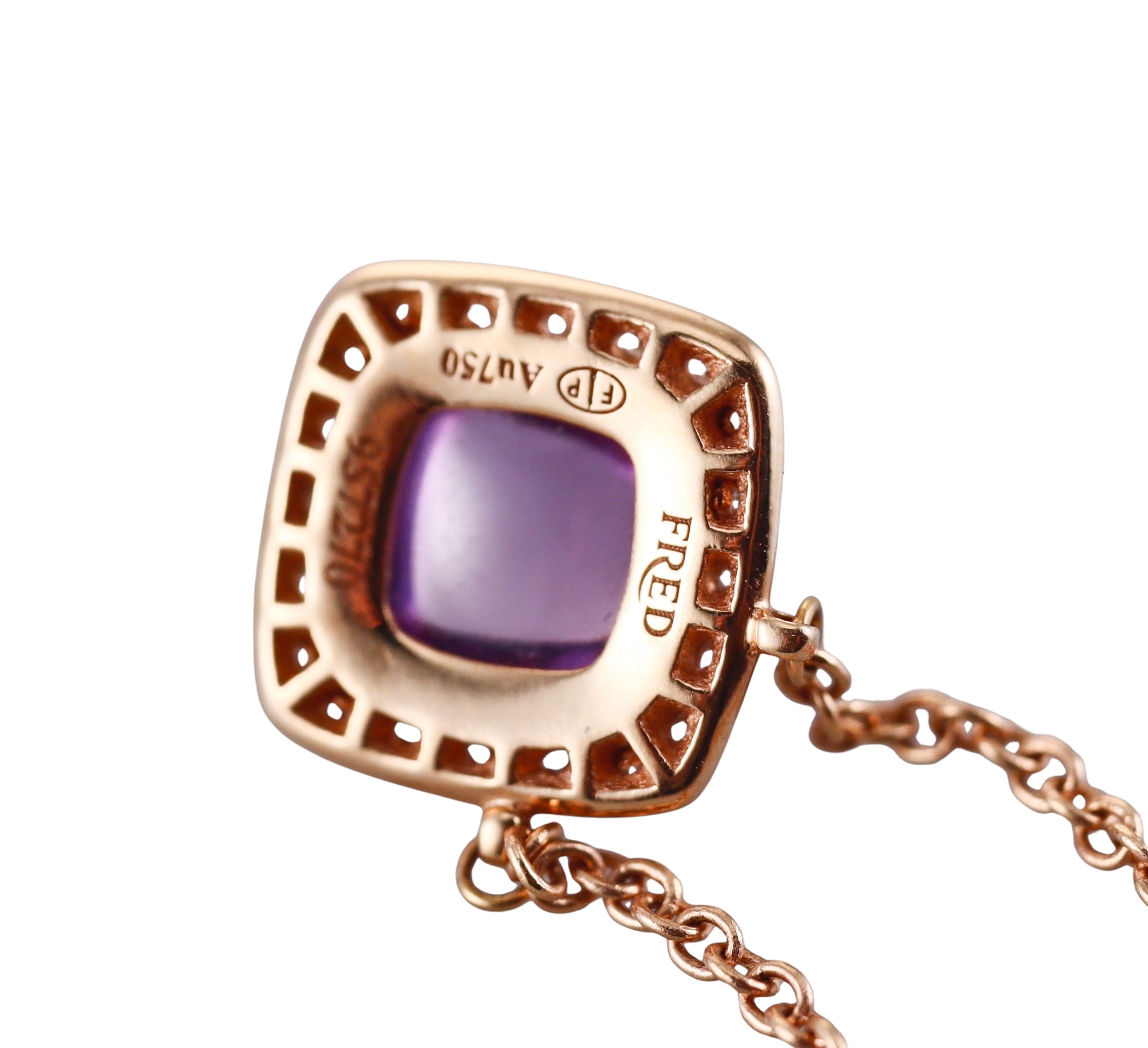 Fred Pain de Sucre Rose Gold Amethyst Diamond Necklace