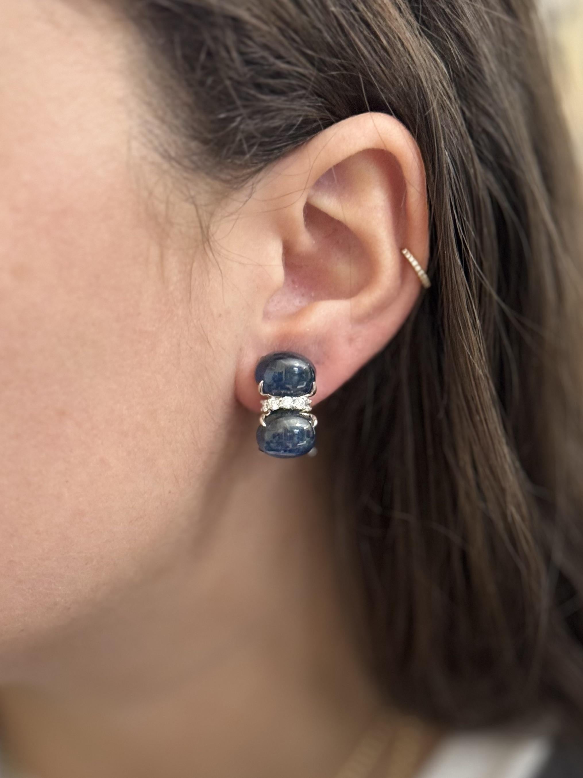 Seaman Schepps Sapphire Diamond Gold Earrings